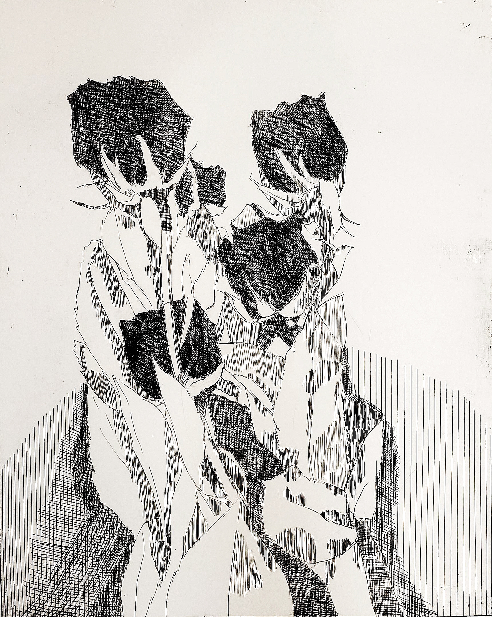 "dried roses", drypoint/etching, 2022