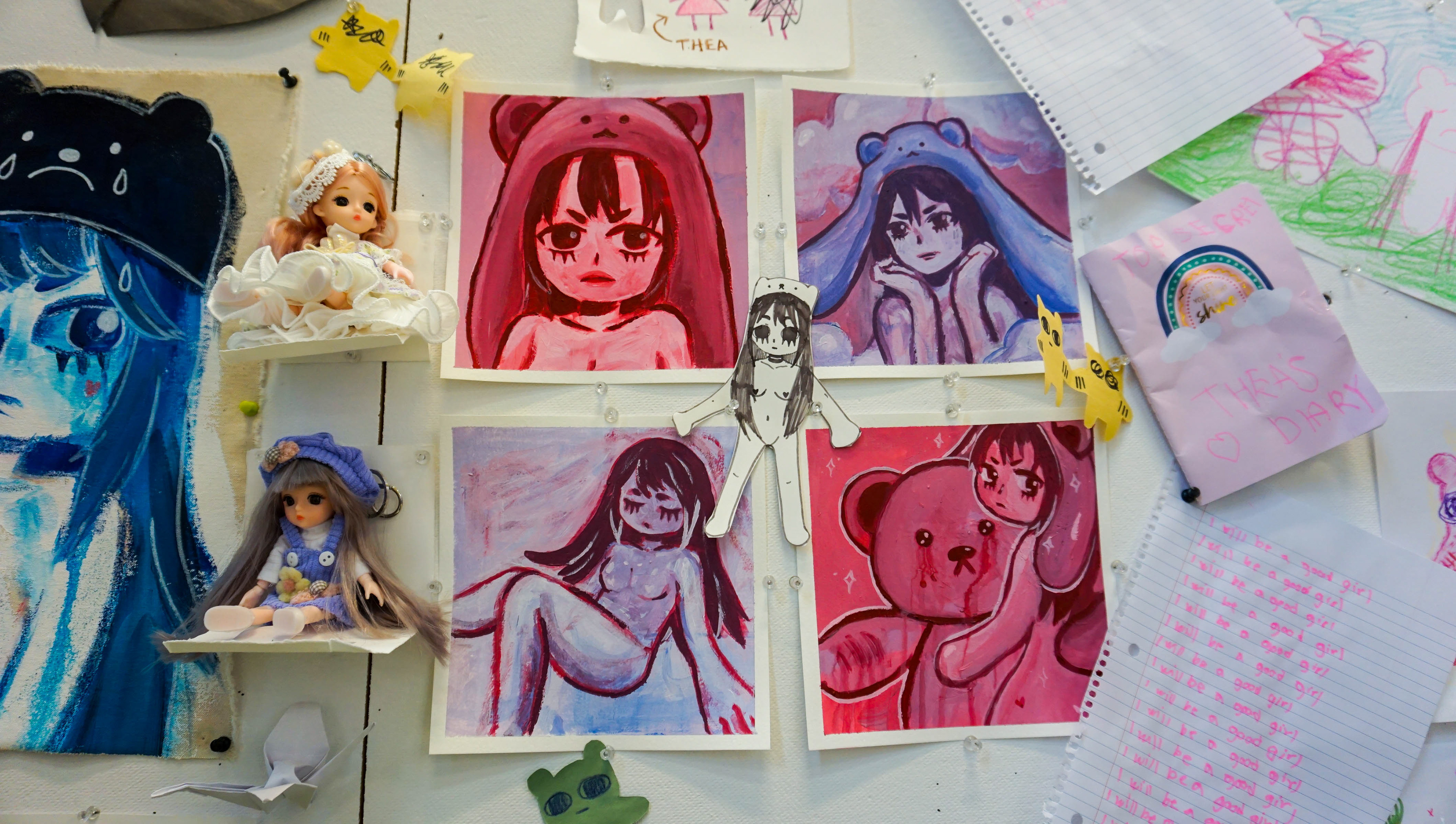 2022/2023 painting studio, detail 3 (sookie the bear girl)