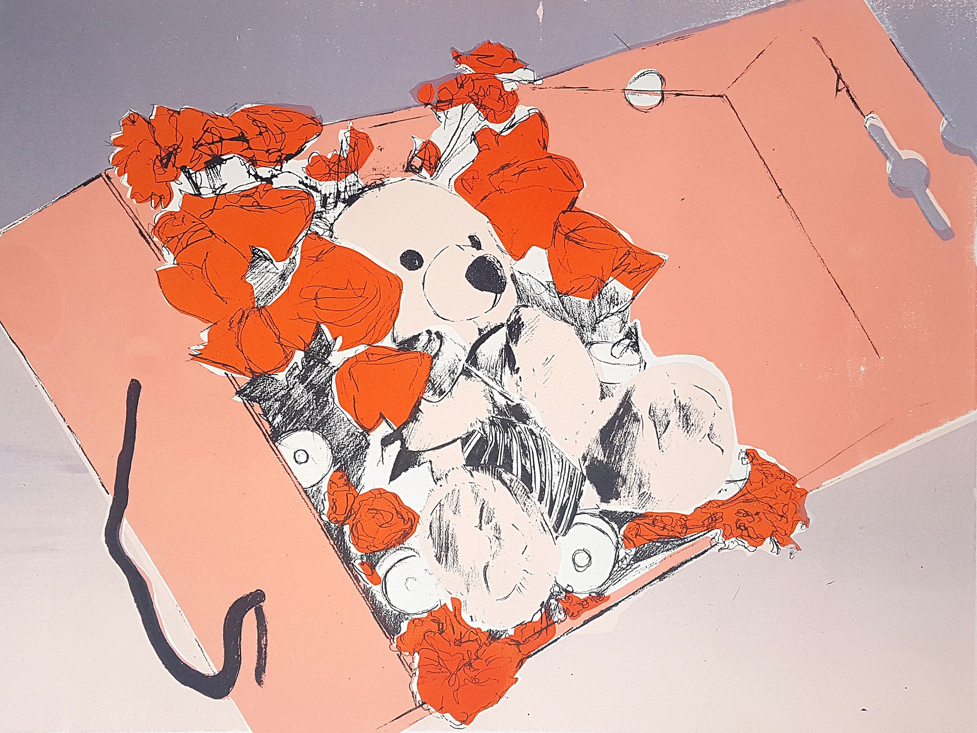 "bear coffin", silkscreen, 2020