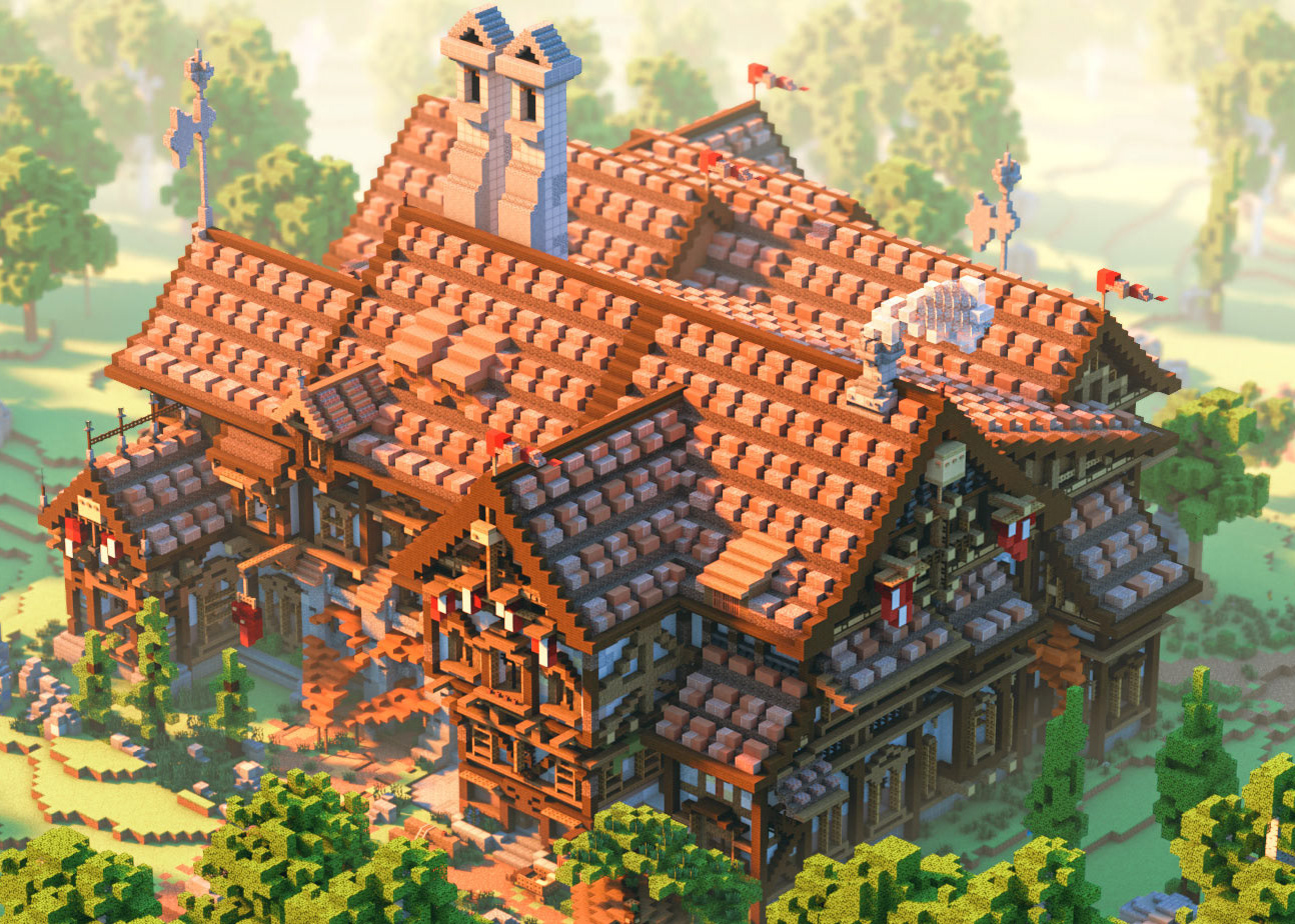 A medieval house and tower  Minecraft designs, Minecraft projects,  Minecraft architecture