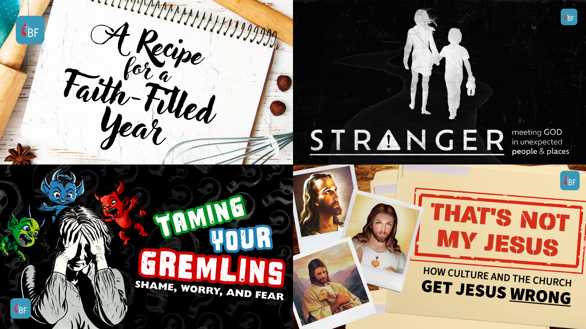 A collection of thumbnails from the sermon series at Burbank First UMC.