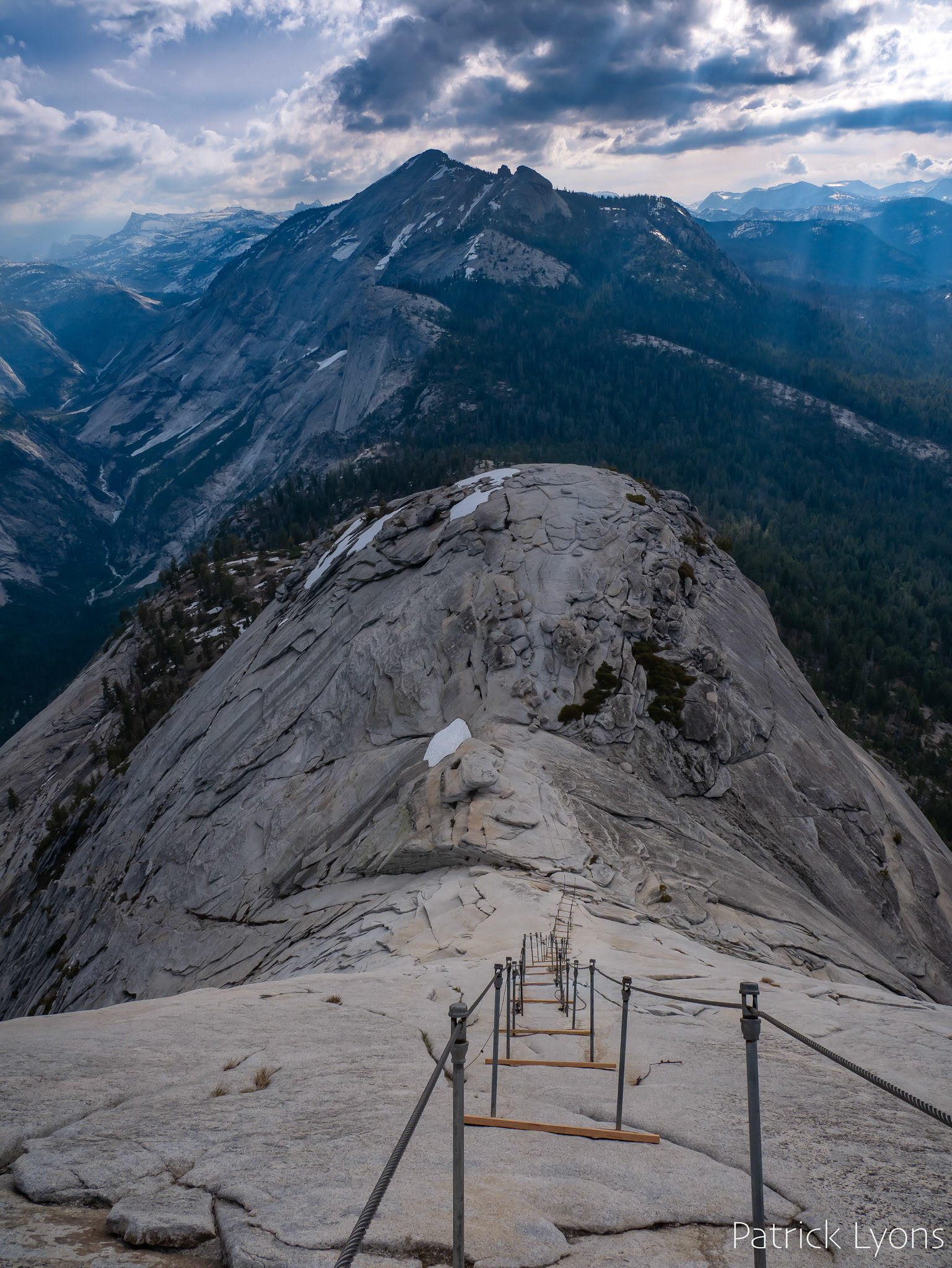 Looking down the cables on Half Dome, Yosemite National Park