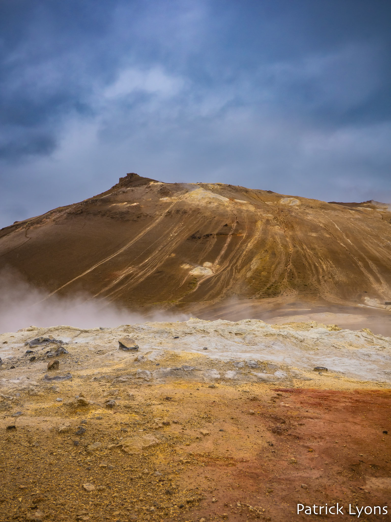 Hverir with its sulfuric gas and red soil in the Mývatn area of Iceland