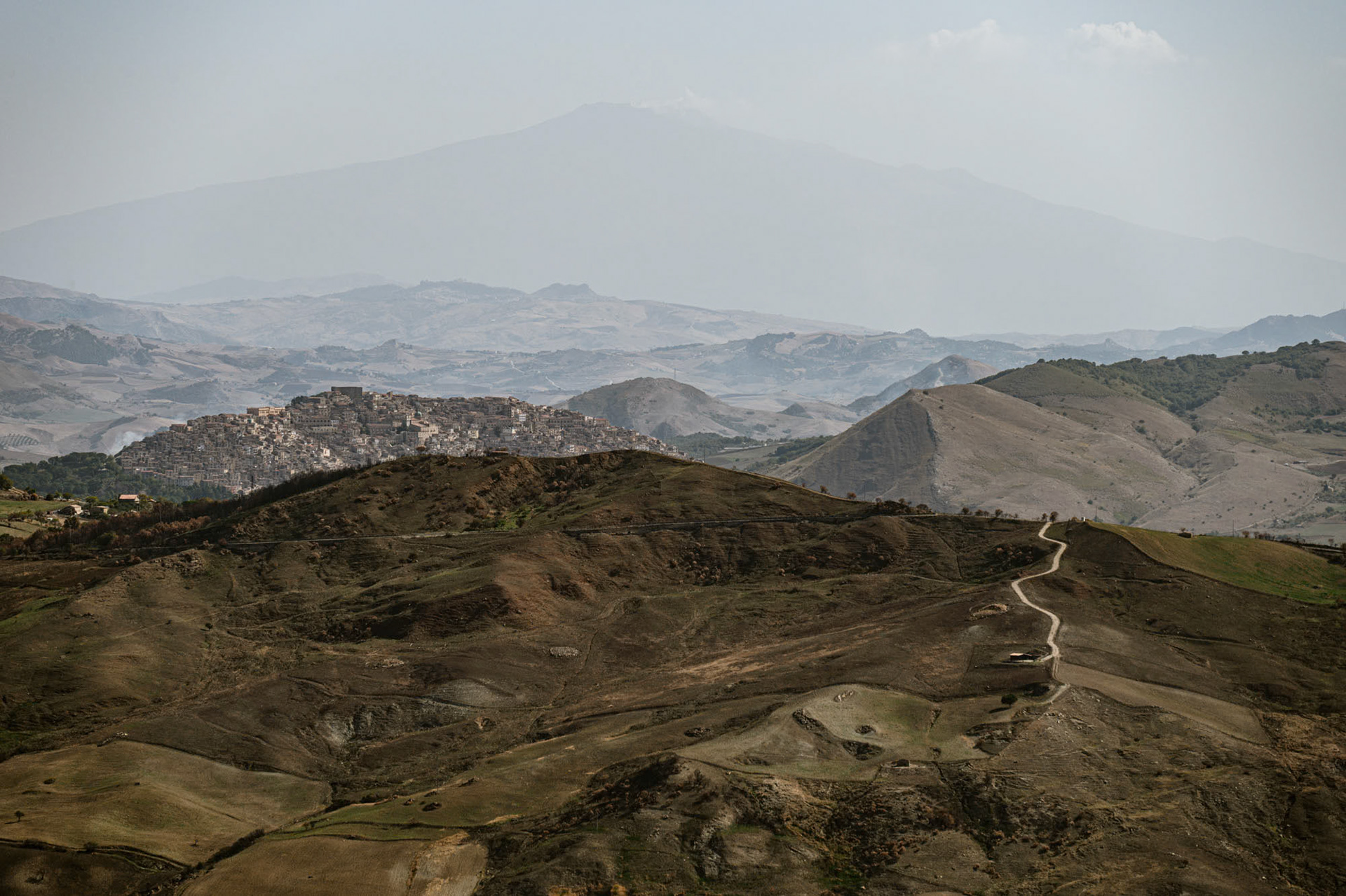 View of Etna and Gangi seen from Petralia - Siciliy - Italy (2023)