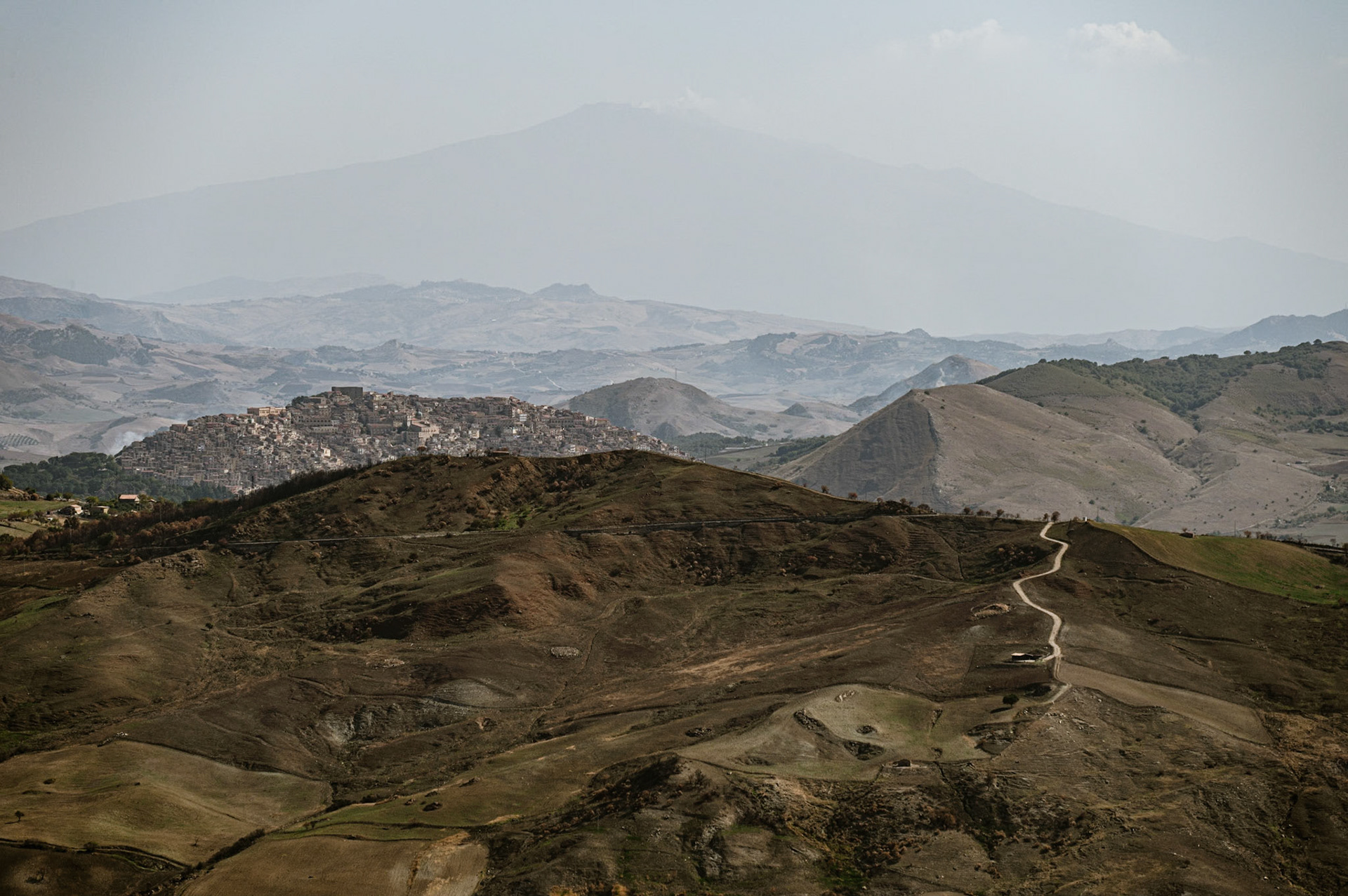 View of Etna and Gangi seen from Petralia - Siciliy - Italy (2023)