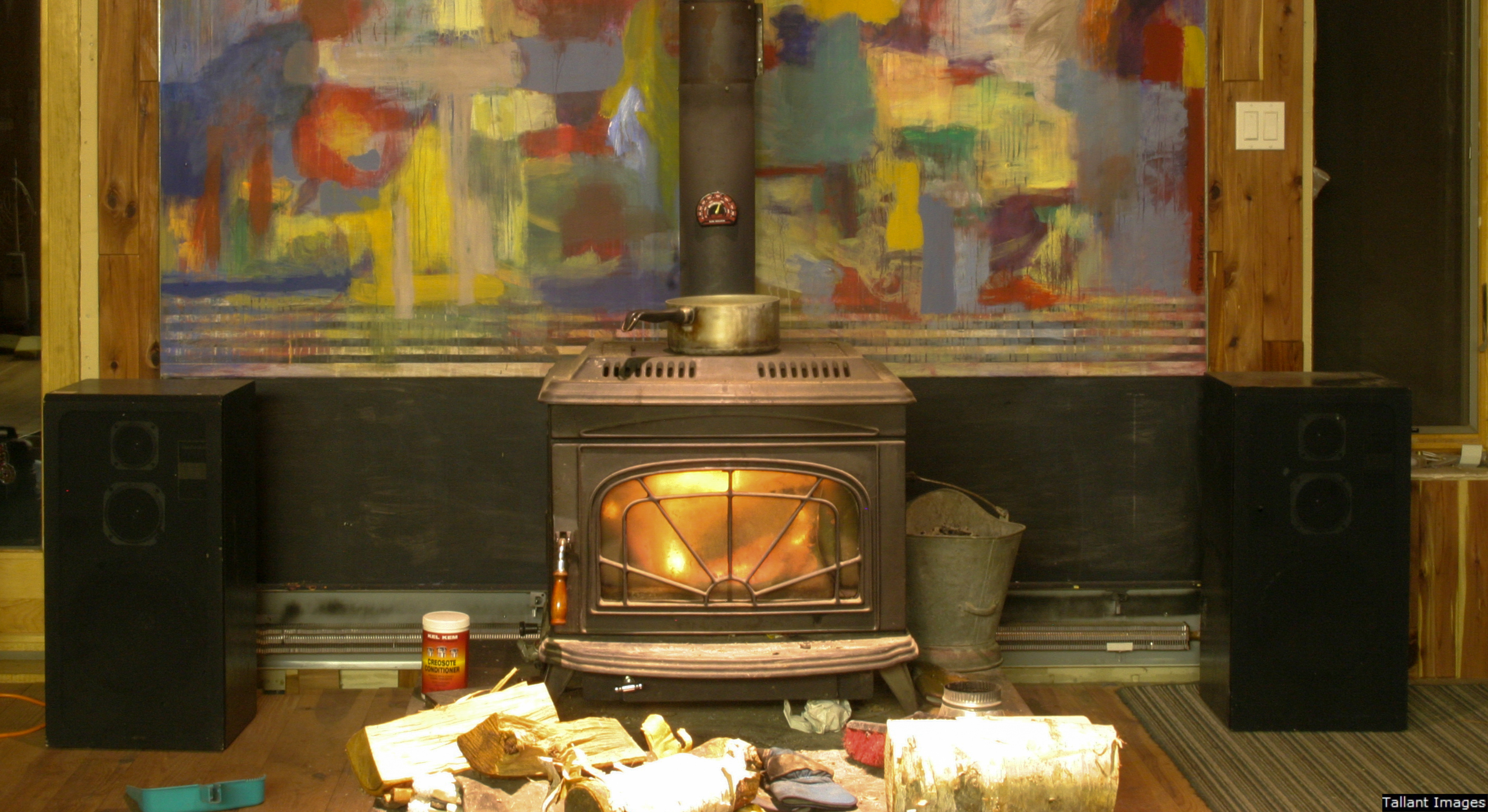 Dream House Wood Stove, Abstract Painting by Rio de Janerio Artist