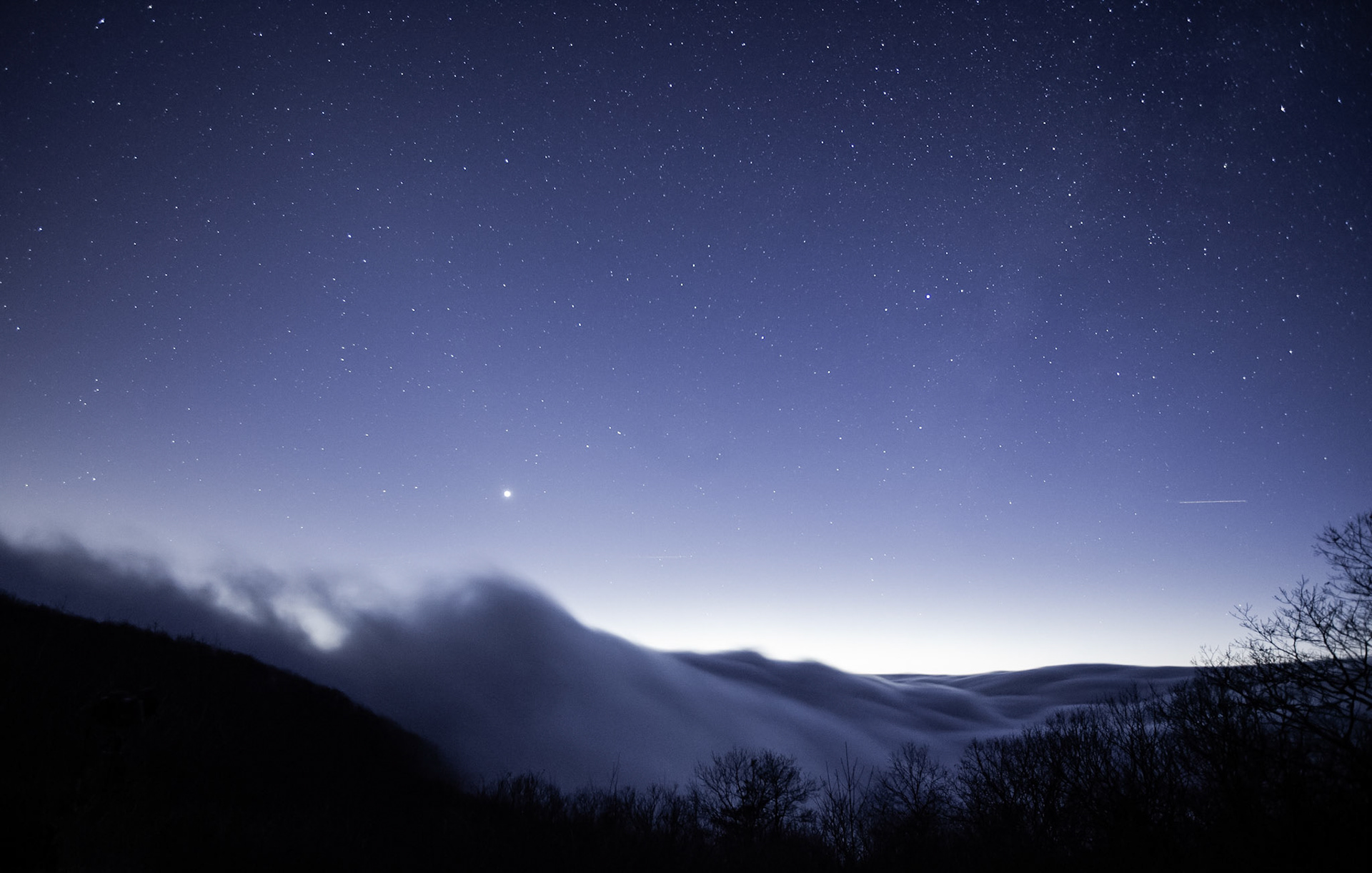 Clouds on top of Brasstown Bald at night. SPS - 2-2-2012