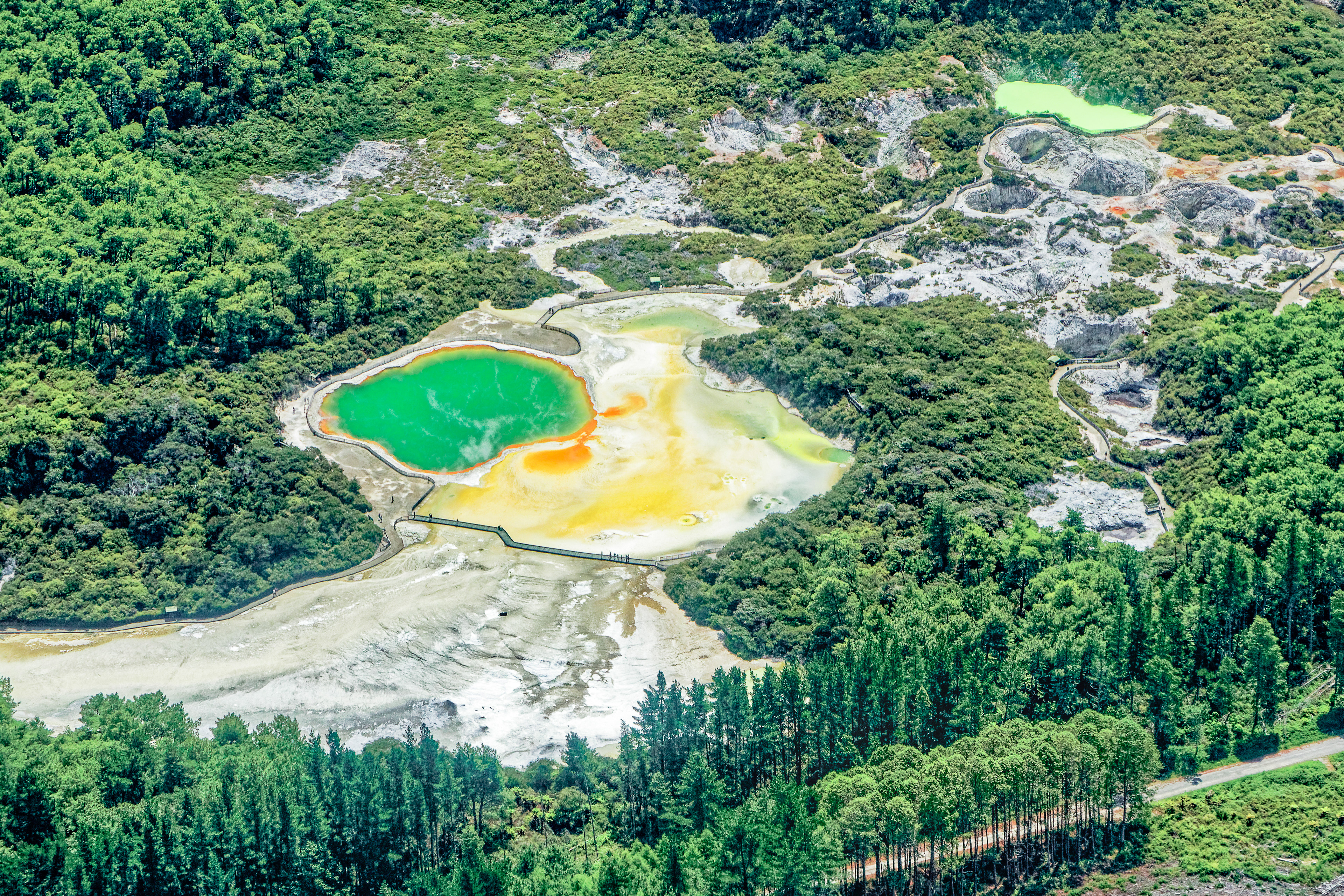 Geothermal area Wai O Tapu with the Champagne Pool  