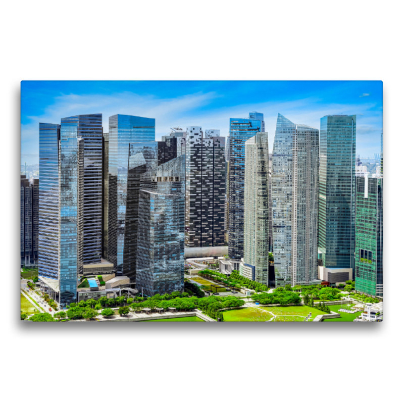 Premium Textil-Leinwand - Singapur - Asiatische Lifestyle Metropole Wolkenkratzer im Central Business District