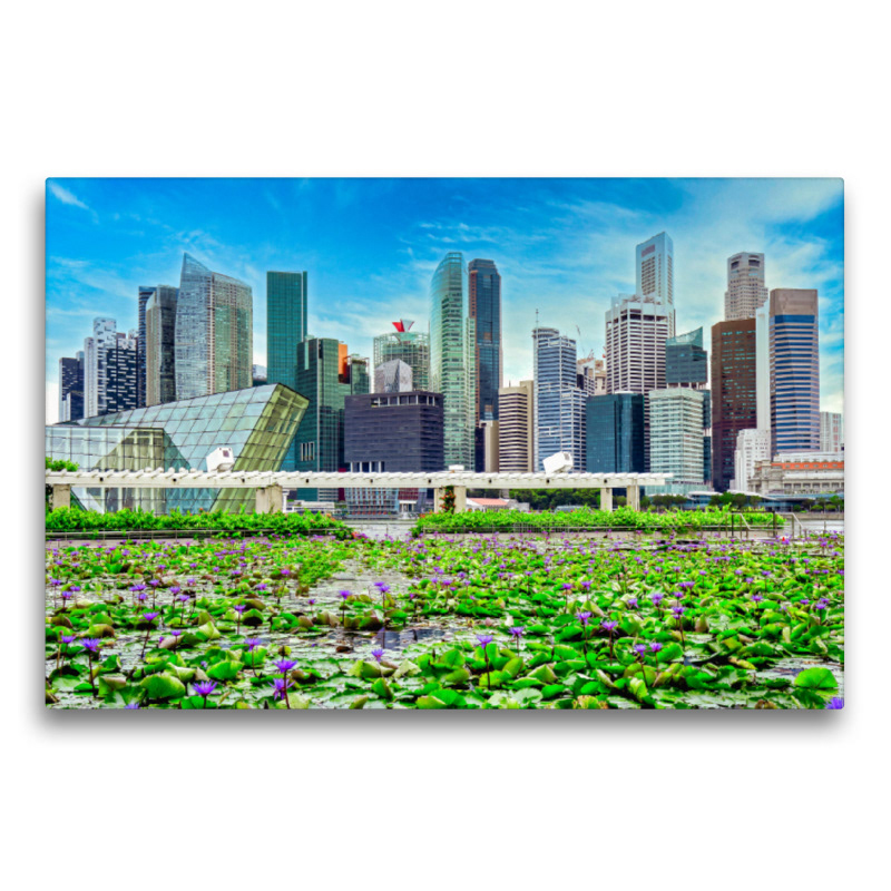 Premium Textil-Leinwand - Singapur - Asiatische Lifestyle Metropole Skyline des Central Business Districts