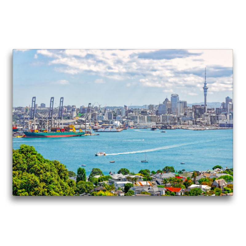 Textilleinwand -Neuseeland - Blick von Devonport auf Auckland