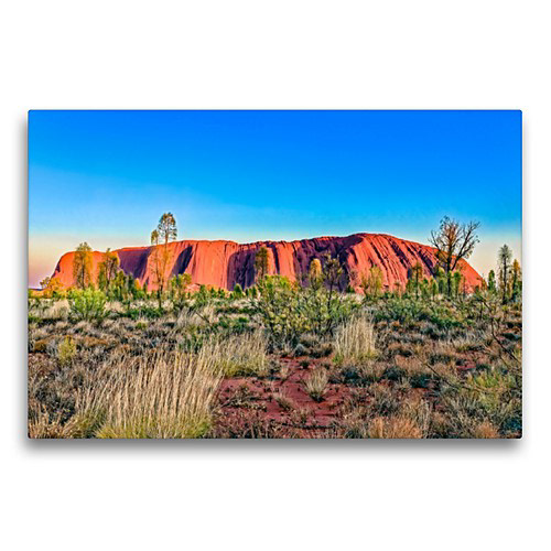 Textilleinwand - Australien - Rotes Herz im Zentrum Sonnenaufgang am Uluru