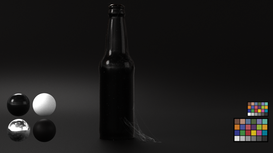 Dusty bottle with webs