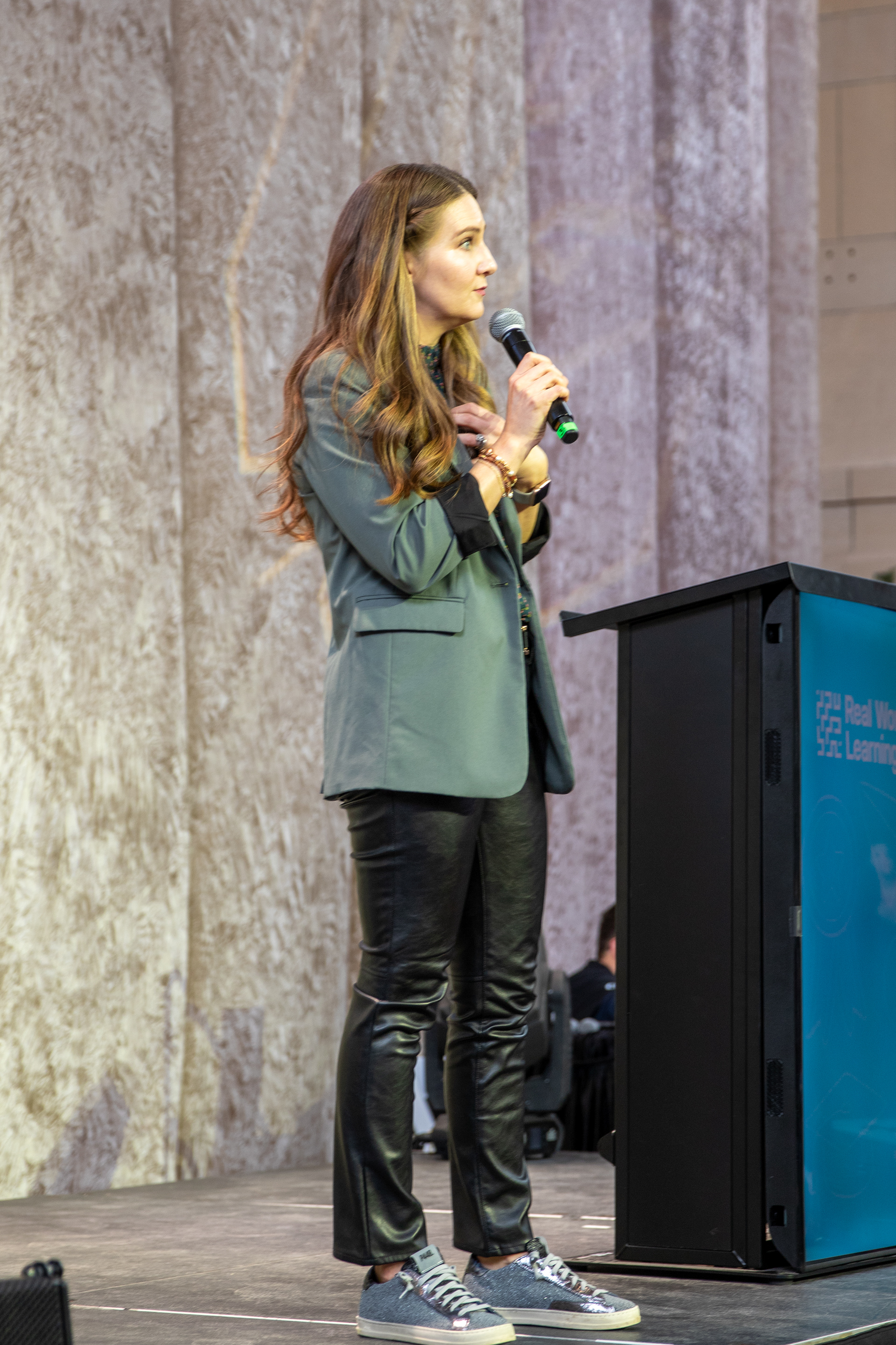 Anna Hennes, Real World Learning Program Leader, introduced herself as she begins to invite employers who have been involved in Real World Learning so far. 
