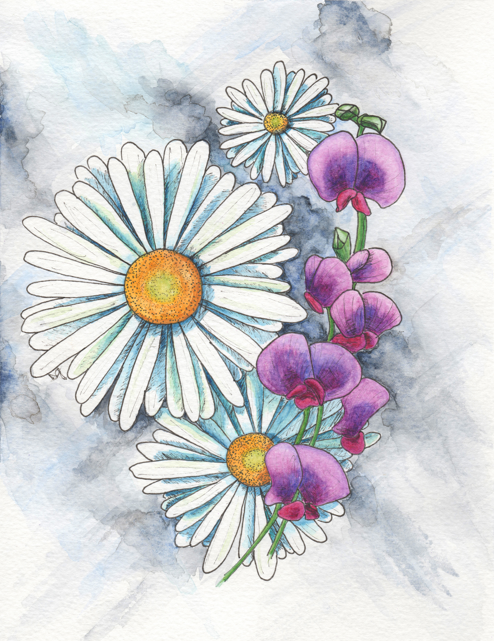 "April: Diamond, Daisy & Sweet Pea." 