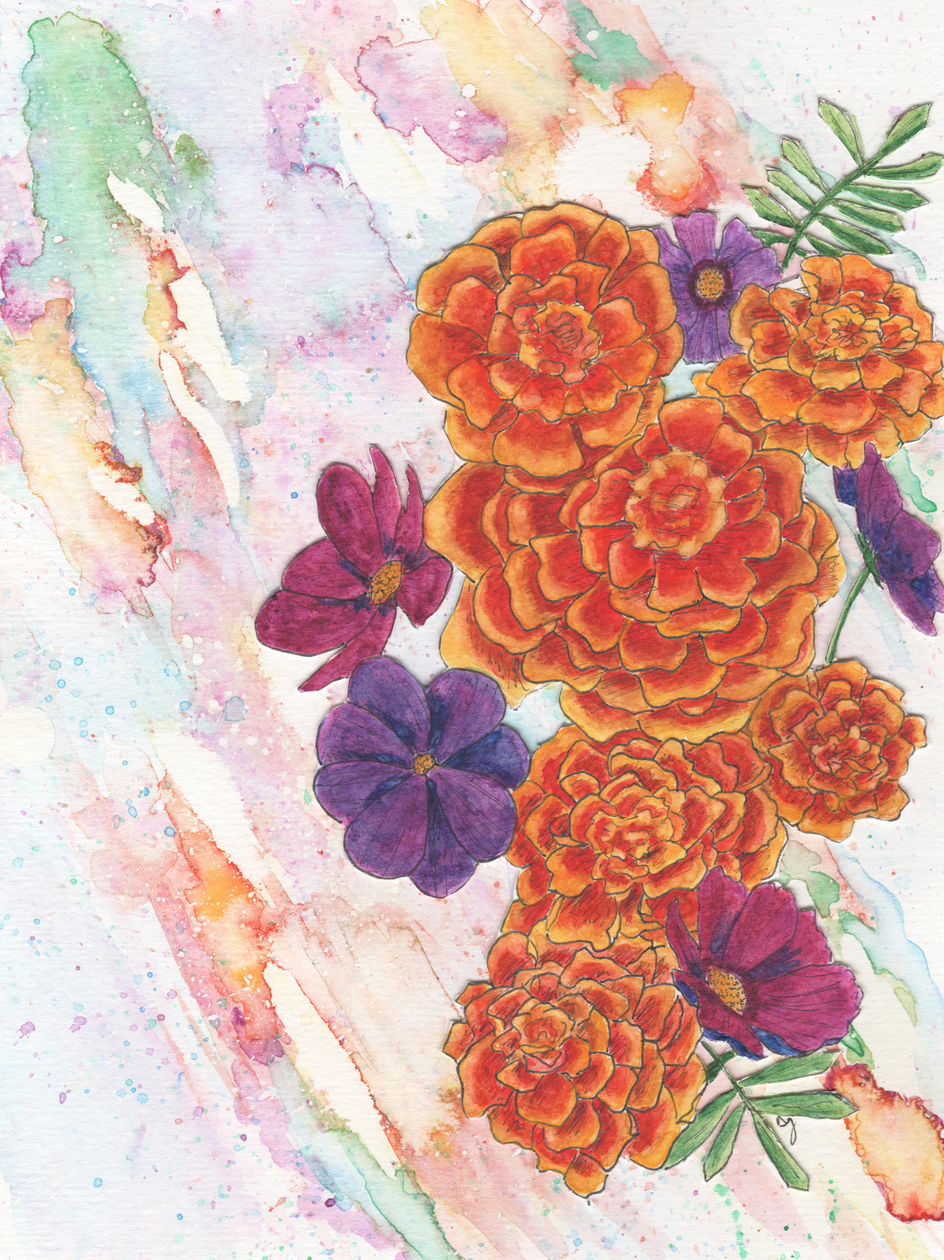 "October: Opal, Marigold & Cosmos."