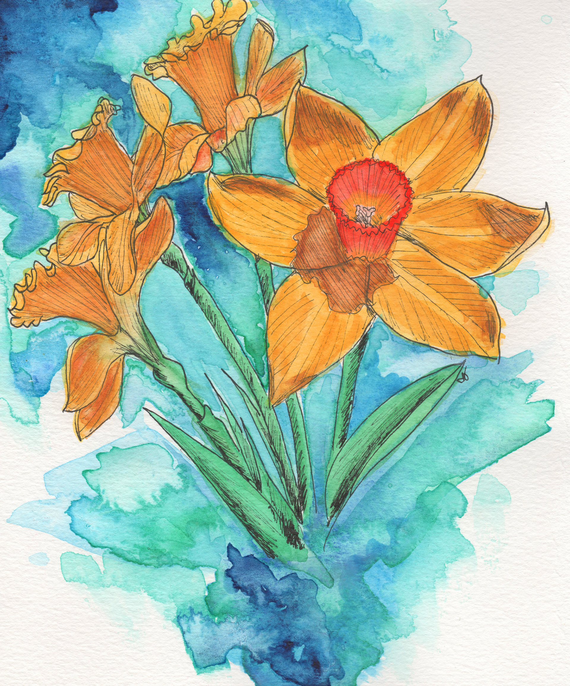 "March: Aquamarine, Daffodils."
