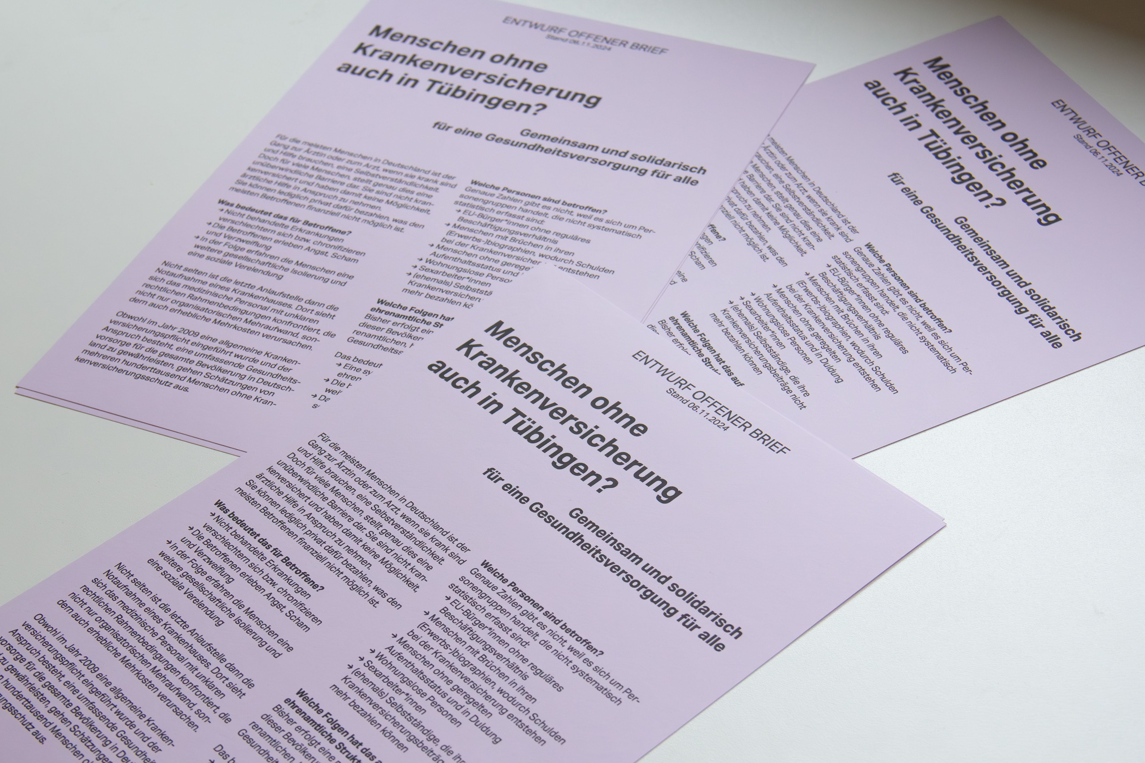 Webstory (concept + design) on the situation of people without health insurance in Tübingen | Funded by Takt e.V. | Formate des Dialogs in cooperation with the Asylzentrum Tübingen | 2024