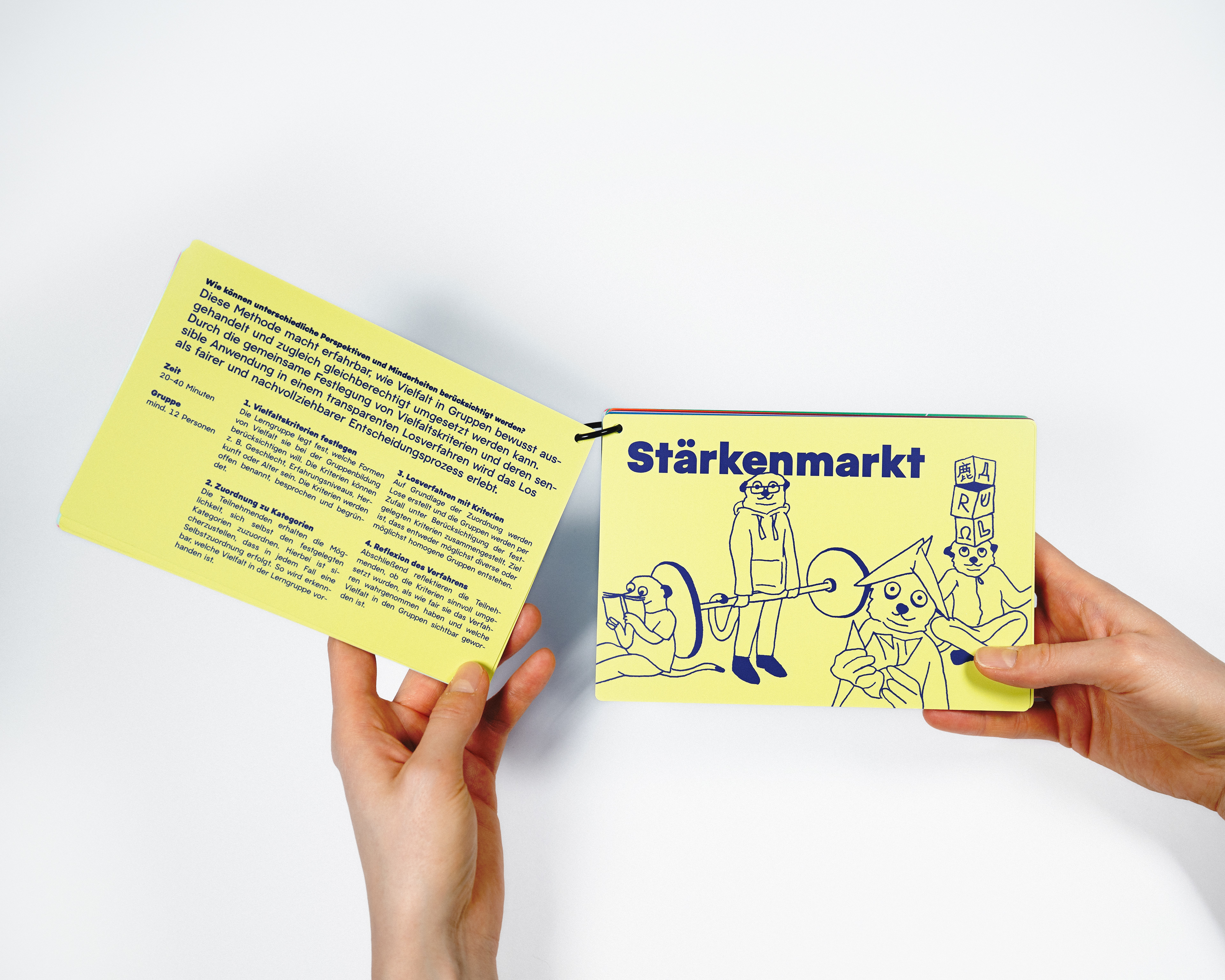 »Demokratie Methodenset« | Product + Graphic Design | Concept: Education Innovation Lab gUG | Illustrations: Ludwig Pfeiffer | funded by Niedersächsisches Kultusministerium, 2026.