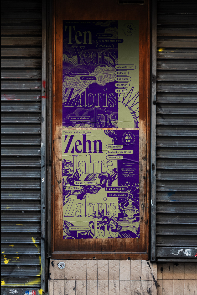 Visual identity for Zabriskie Bookstore for Nature and Culture, © Sandra Méndez Sarmiento, Sophie Pischel, 2023.