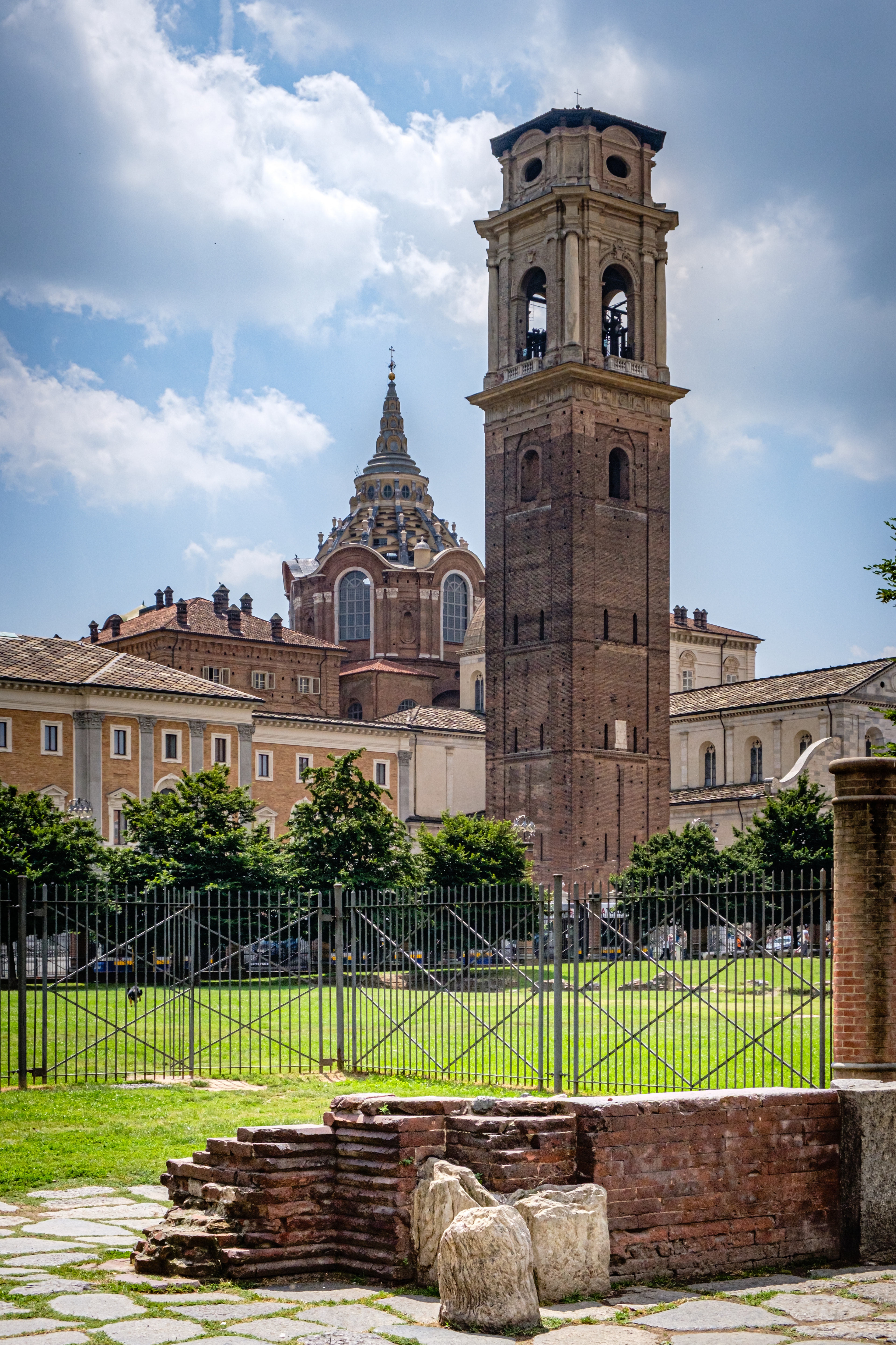 the Roman area, the cathdral's tower and the Chapel of the Holy Shroud
