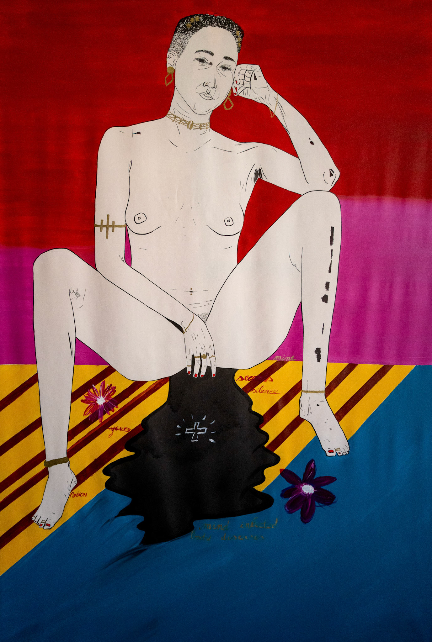 Marée noire, 2025, 160x100cm, Acryliques et Encre de Chine sur toile. (Prix sur demande)