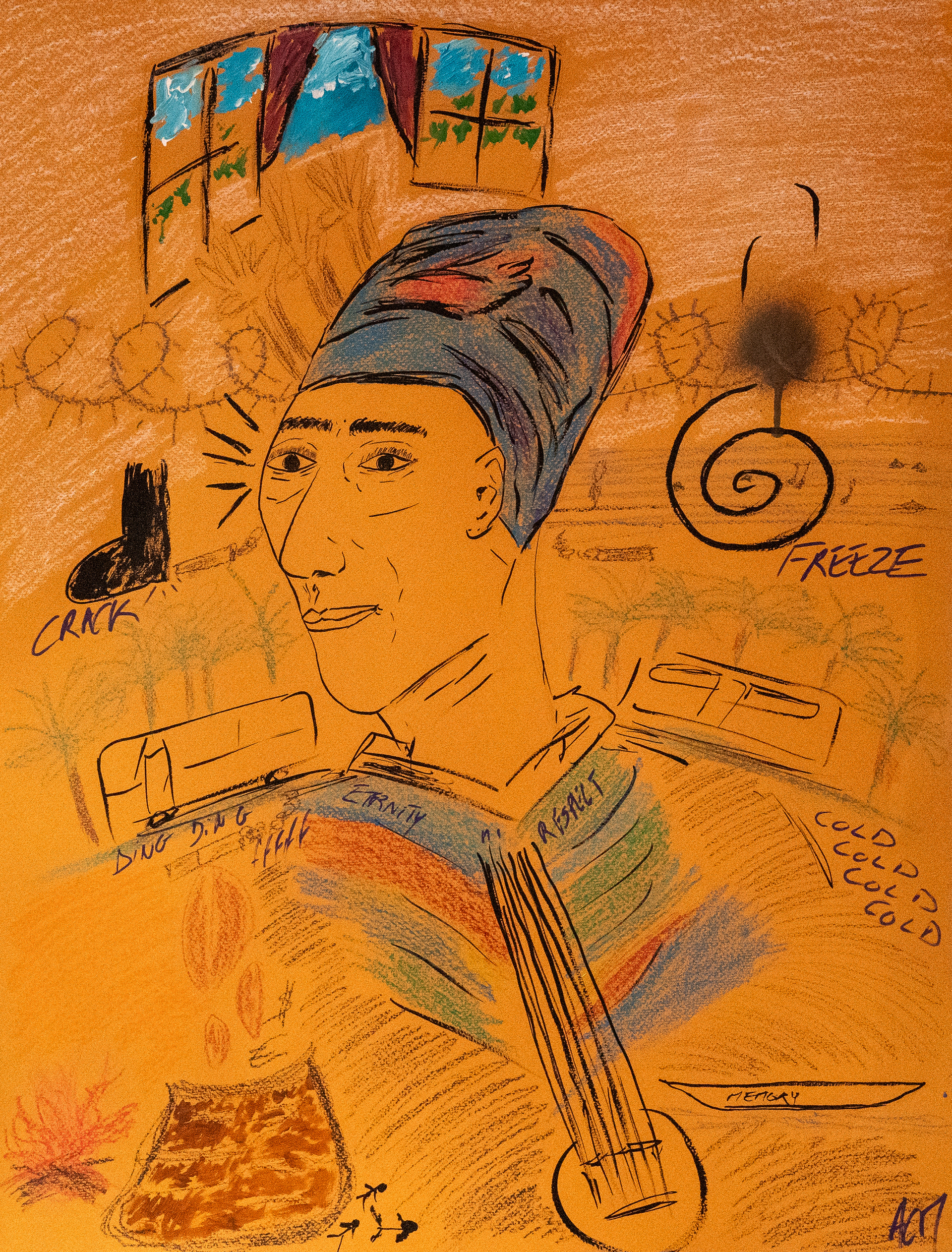 Restless Mind, 2025 India ink, acrylic and pastel on Tiziano paper 65 × 50 cm €2,300