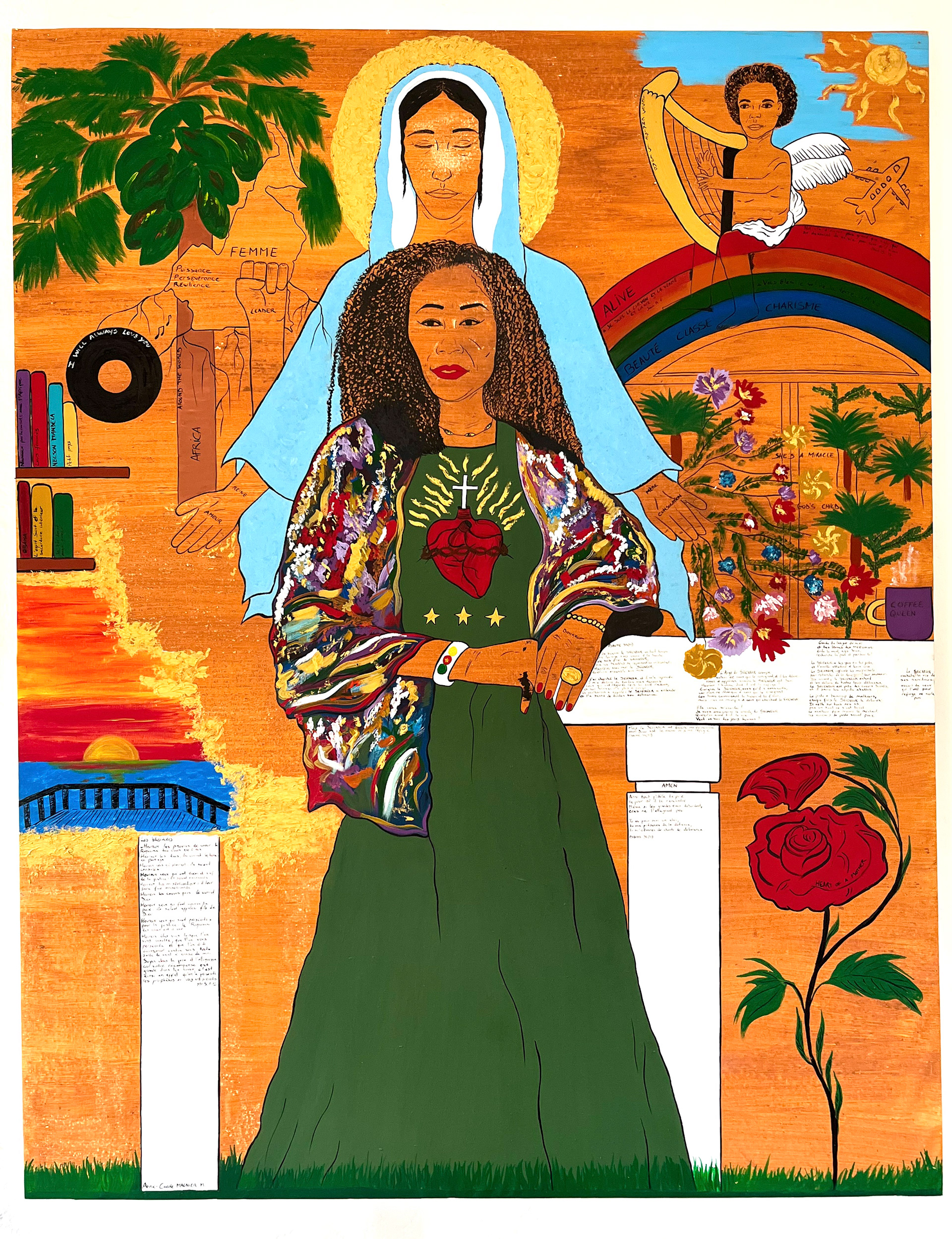 ACQUISE - HOME COMING - Mary to Mary - 184x145cm, Terre du village maternel, Encre de Chine et Acryliques sur toile. 2026 