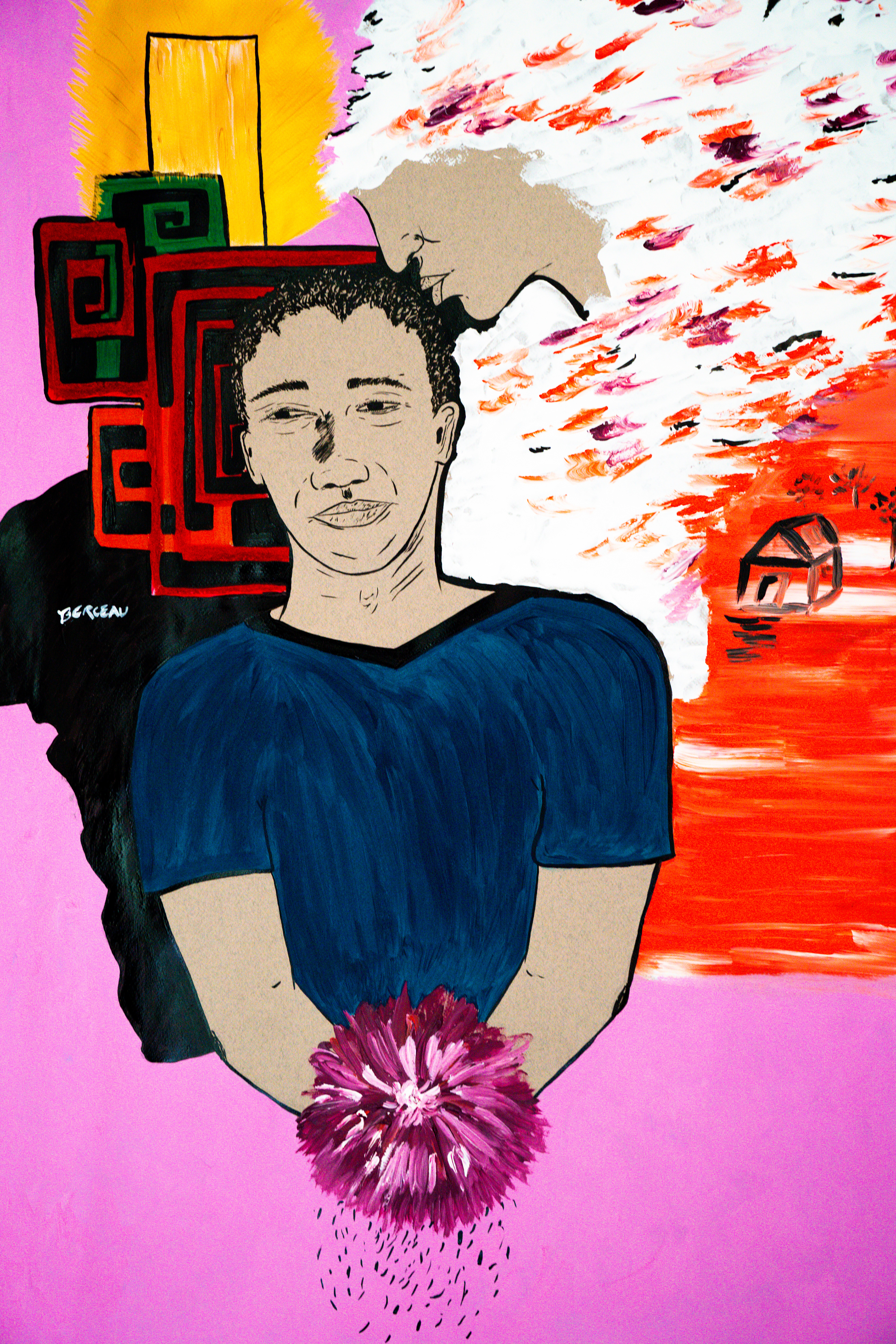 Motherland Grief, 2025  India ink and acrylic on grey Tiziano paper 100 × 70 cm €2,600