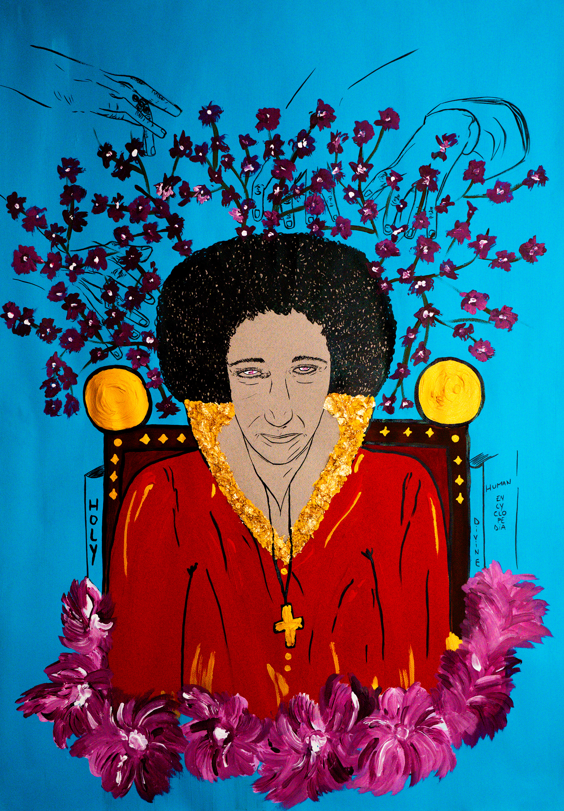 The Flowers of Evil, 2025  India ink, acrylic and gold flakes on Tiziano paper 100 × 70 cm €2,800