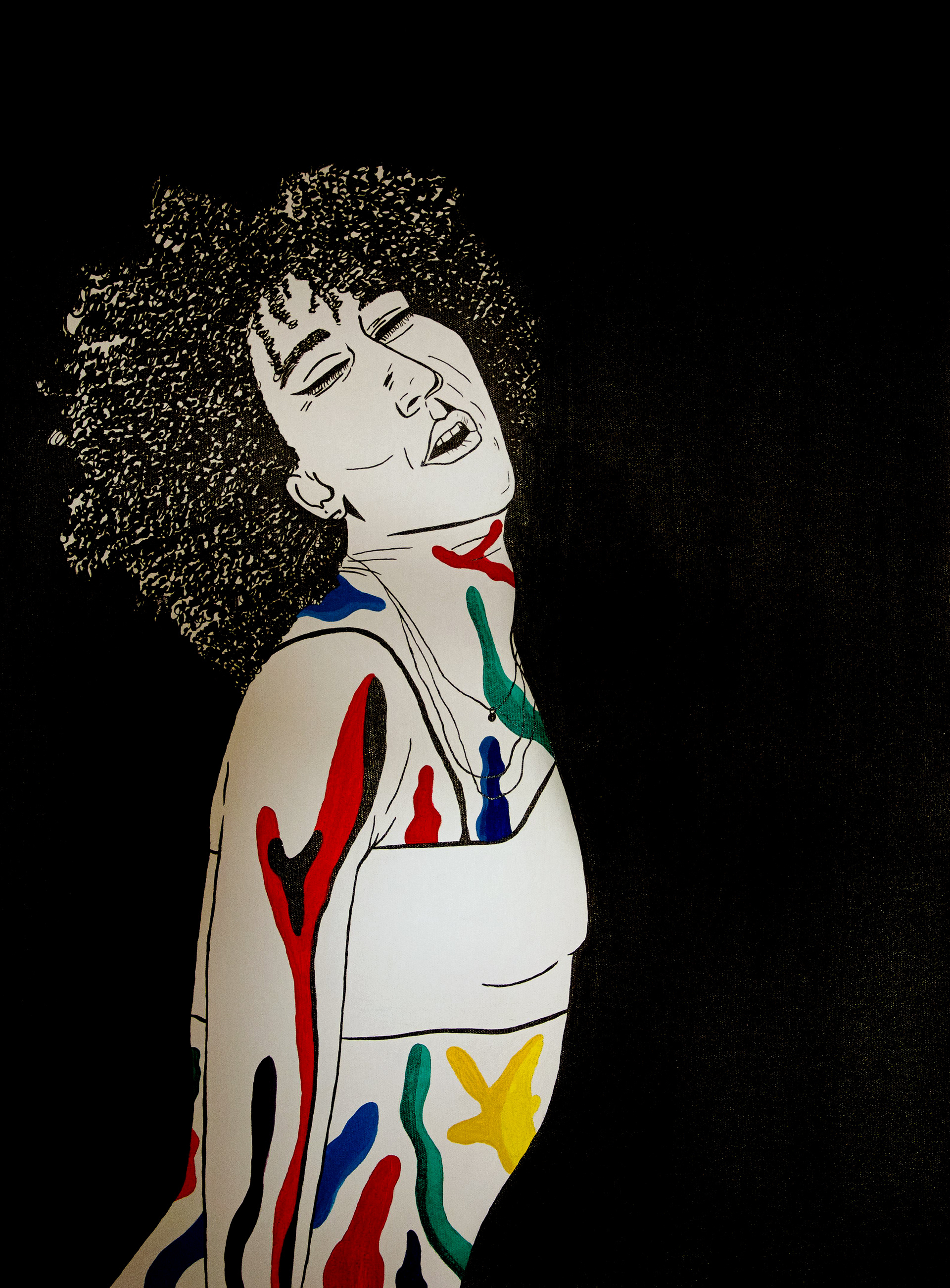 Deep inside my blood. Encre de Chine et acryliques.