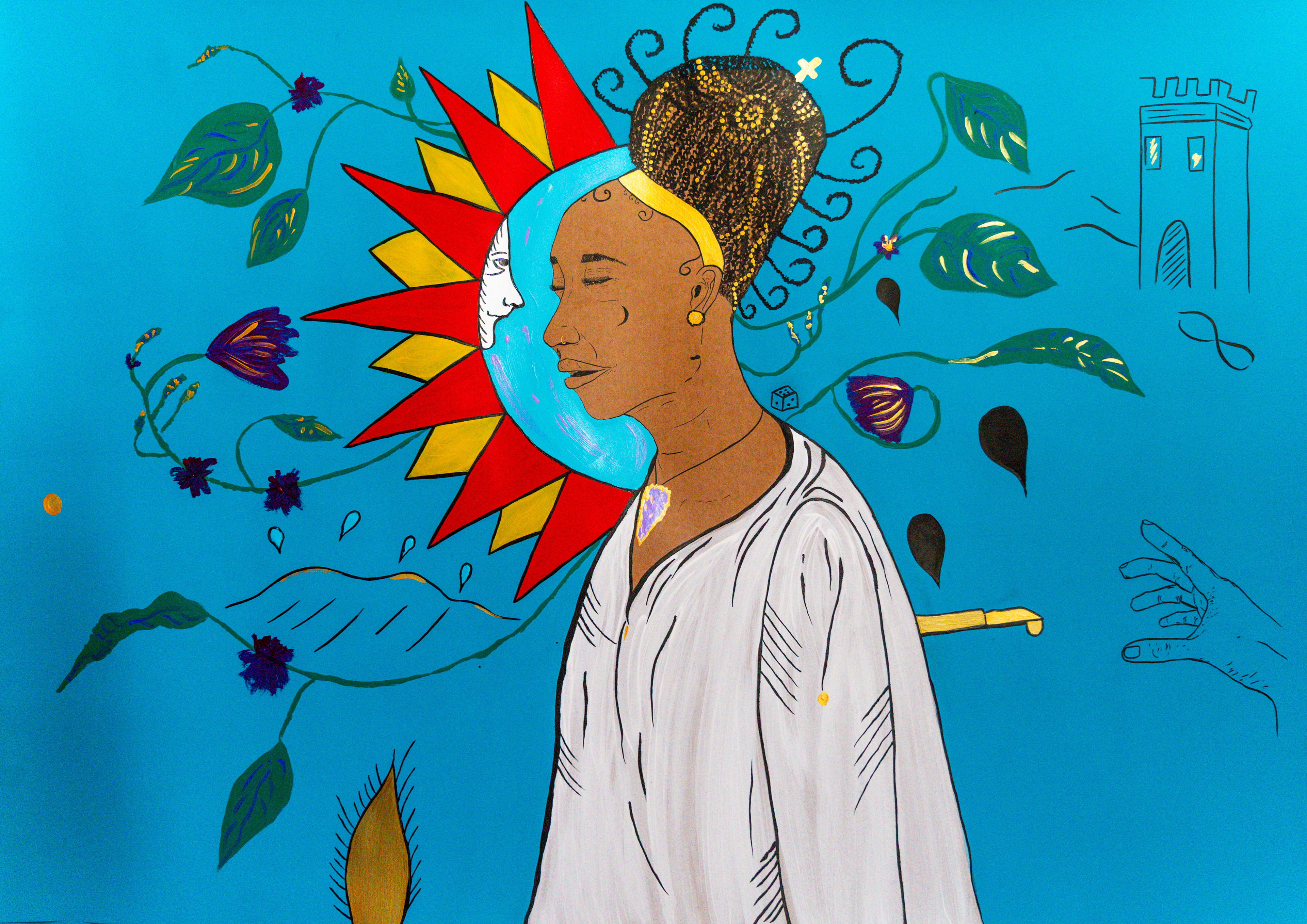 La reine trahie. 2025. 76x112cm. Encre de Chine et acryliques sur papier kraft. €1,500