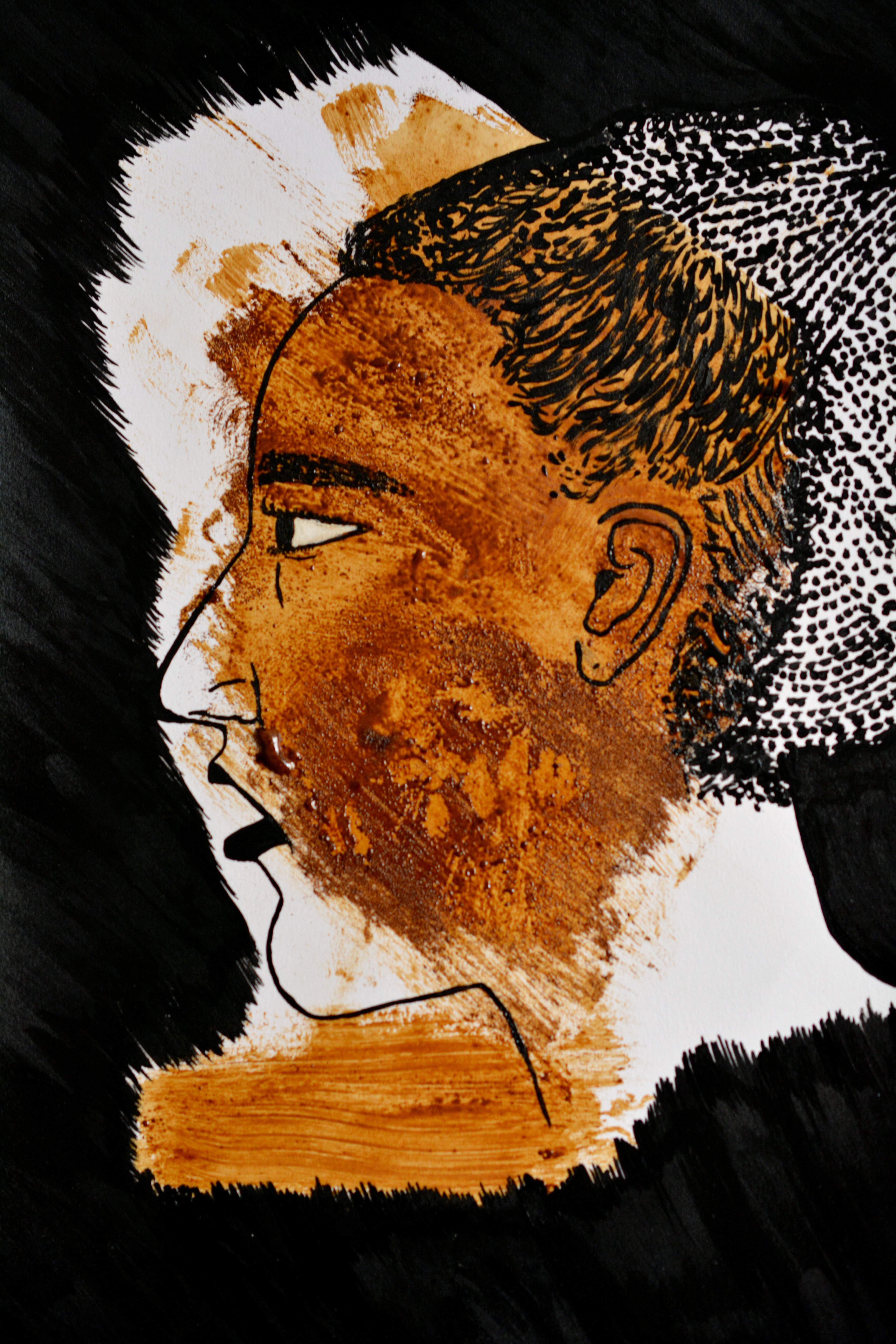 Café au lait. Encre de Chine et café.