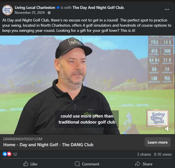 Facebook Targeted Ad for Day and Night Golf - Living Local Charleston