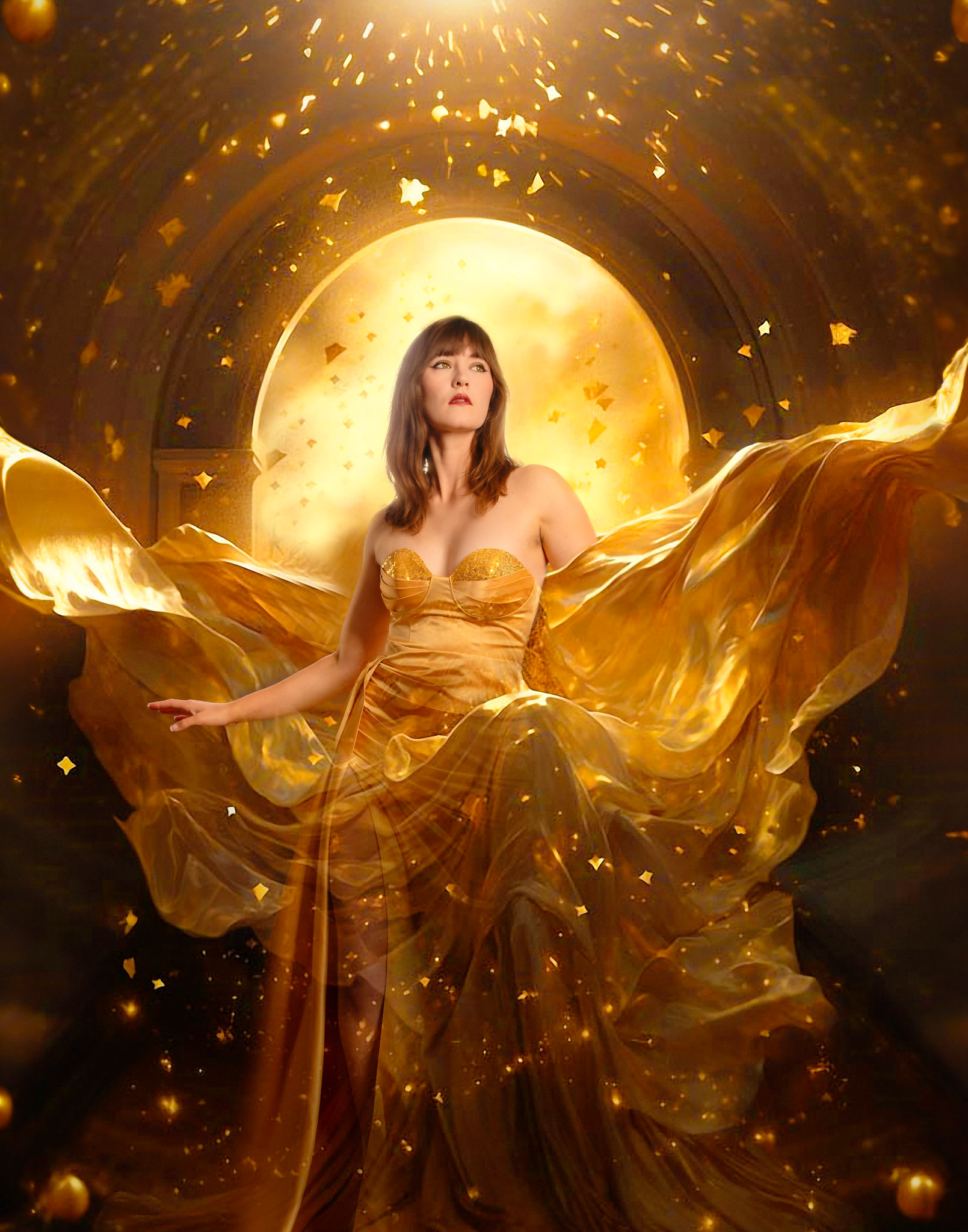 Capturing the radiant essence of the Golden Goddess in every frame.  🌟✨ #GoldenGoddess #AncientLore #RadiantBeauty #DivineVisions #GoldenEpochs #GildedVisions #PortraitsOfGold #LegendsInFrame #CelestialBeauty #EternalGlow