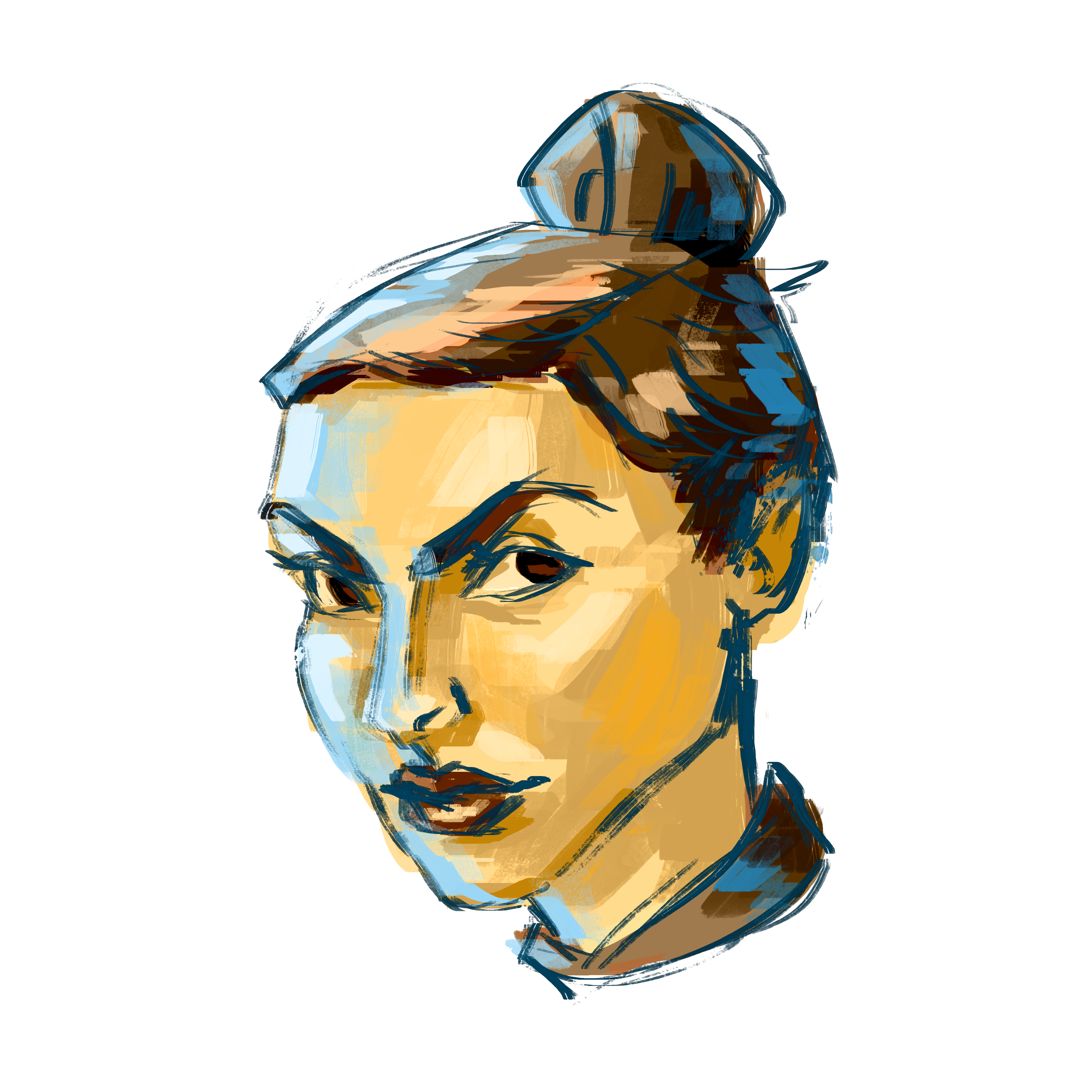 Portrait de femme en jaune