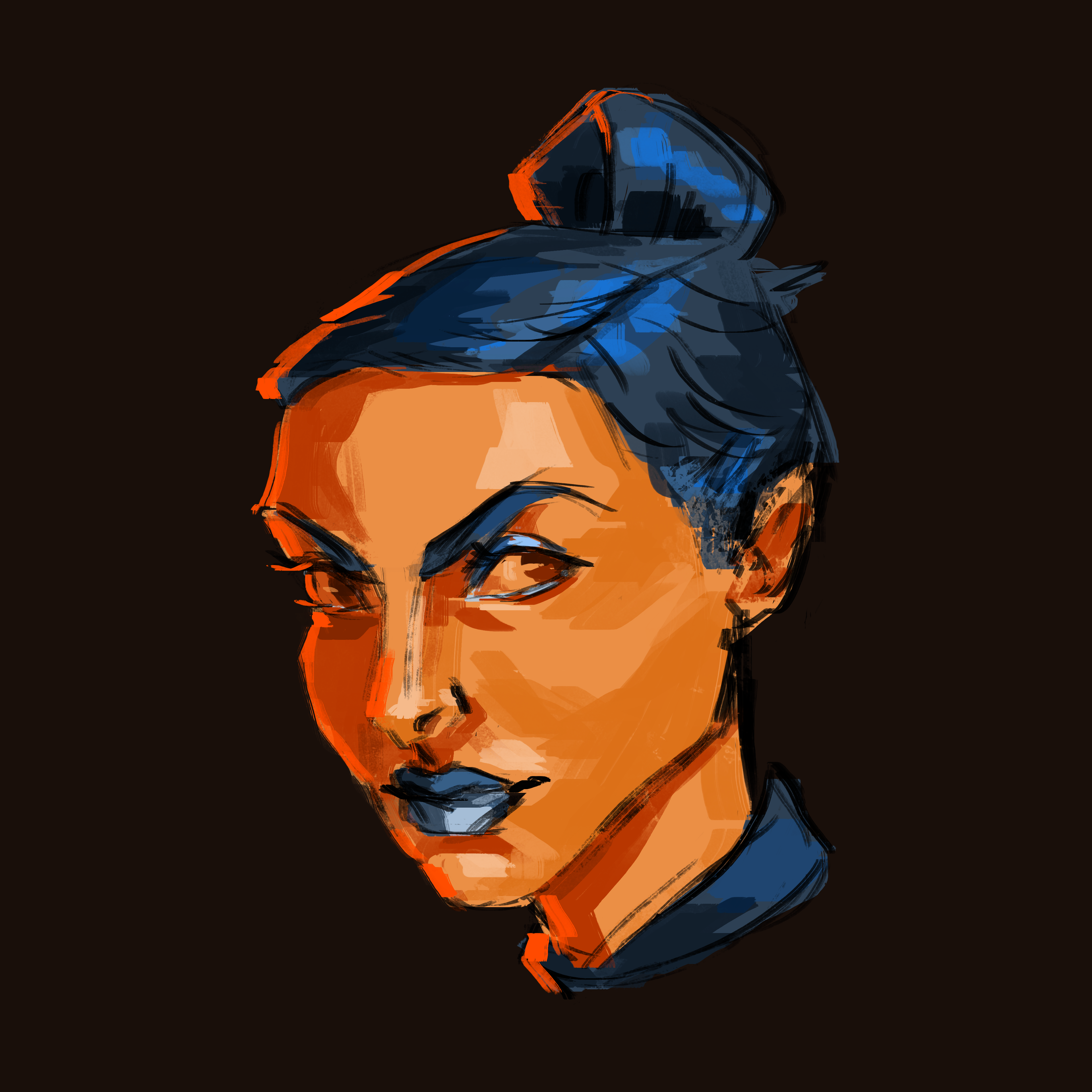 Portrait de femme en orange