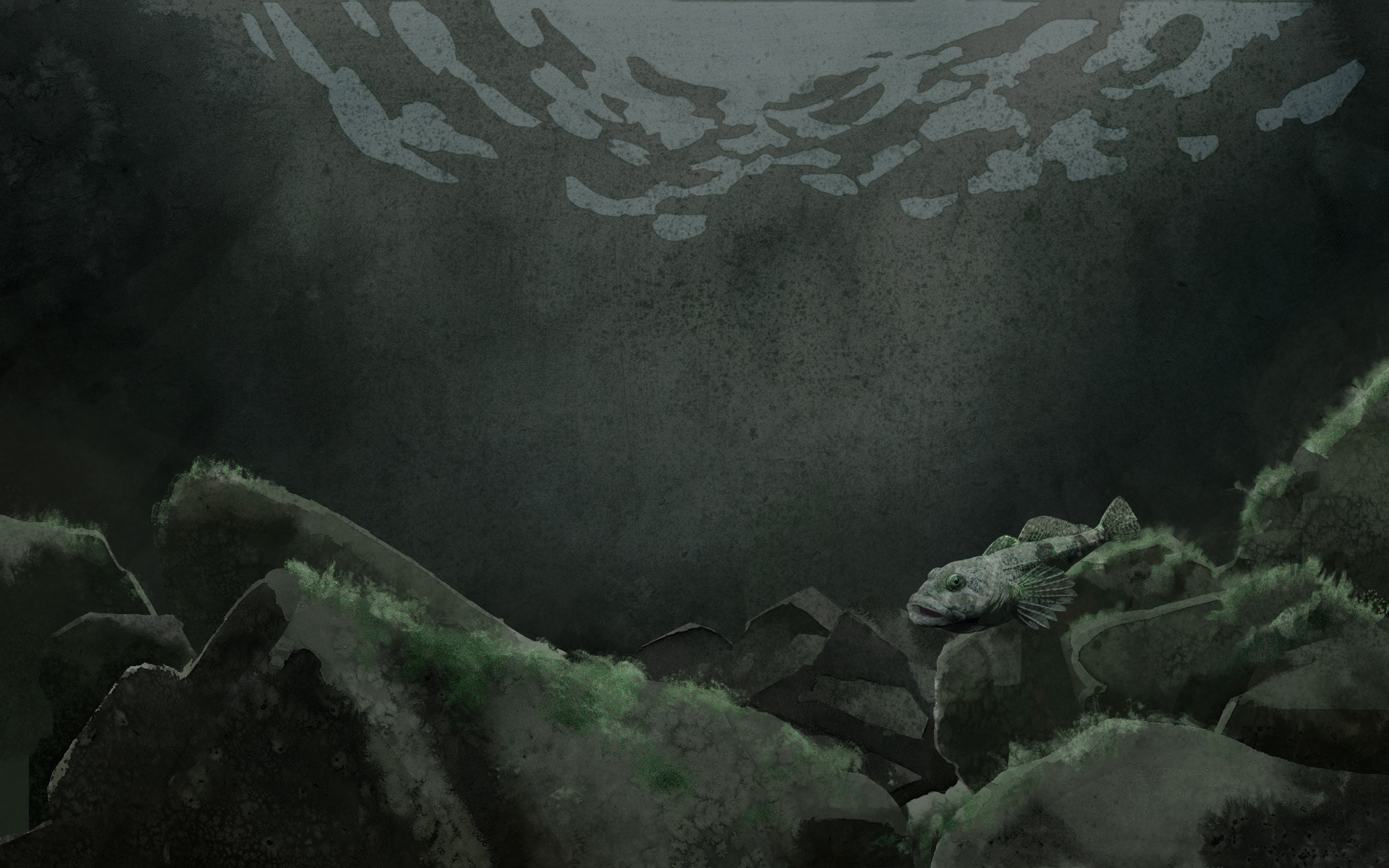 Wissenschaftliche Illustration Unterwasserszenerie mit jagender Groppe