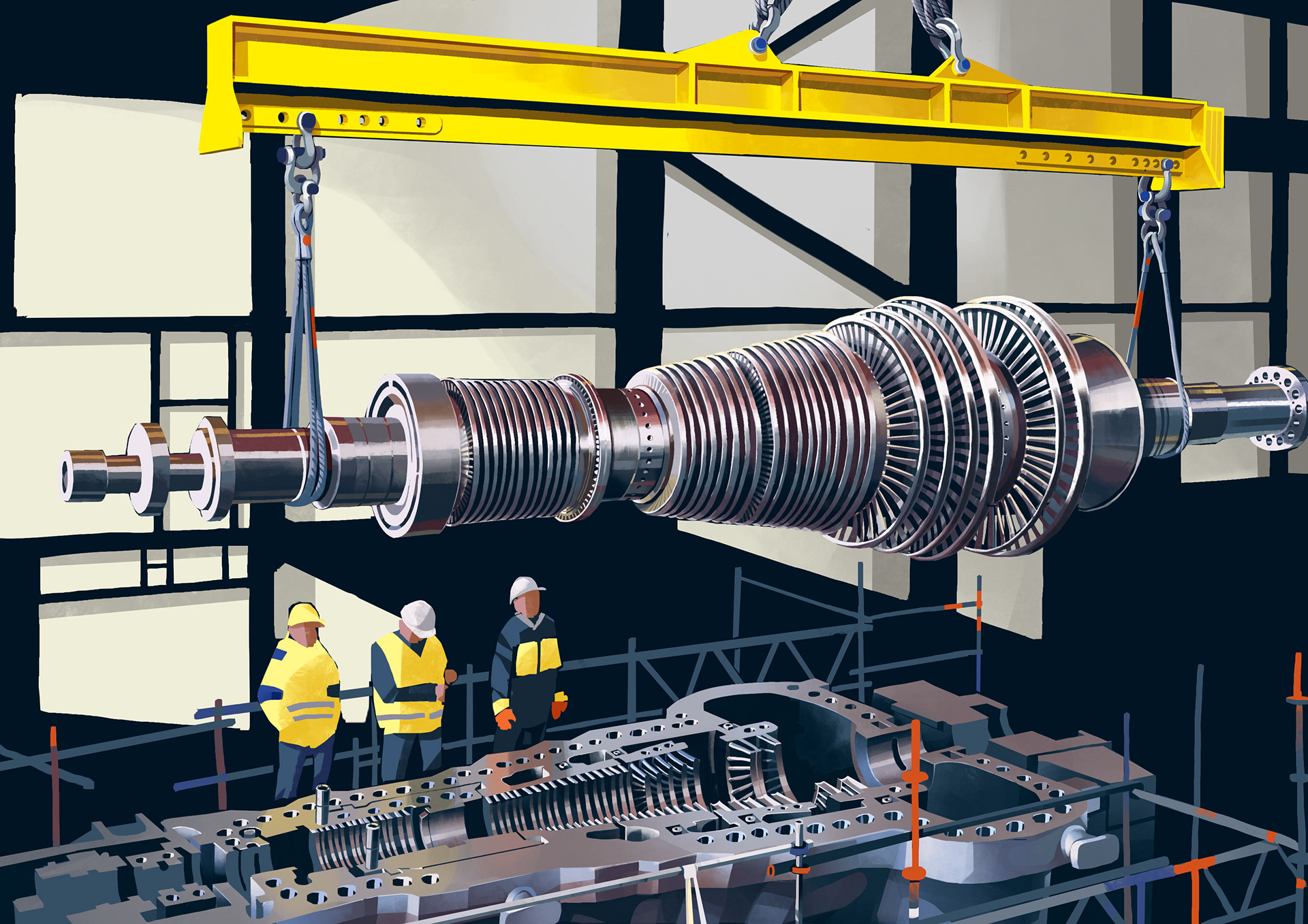 Einsatz der Turbine ins Bett im Heizkraftwerk Marzahn (Berlin)