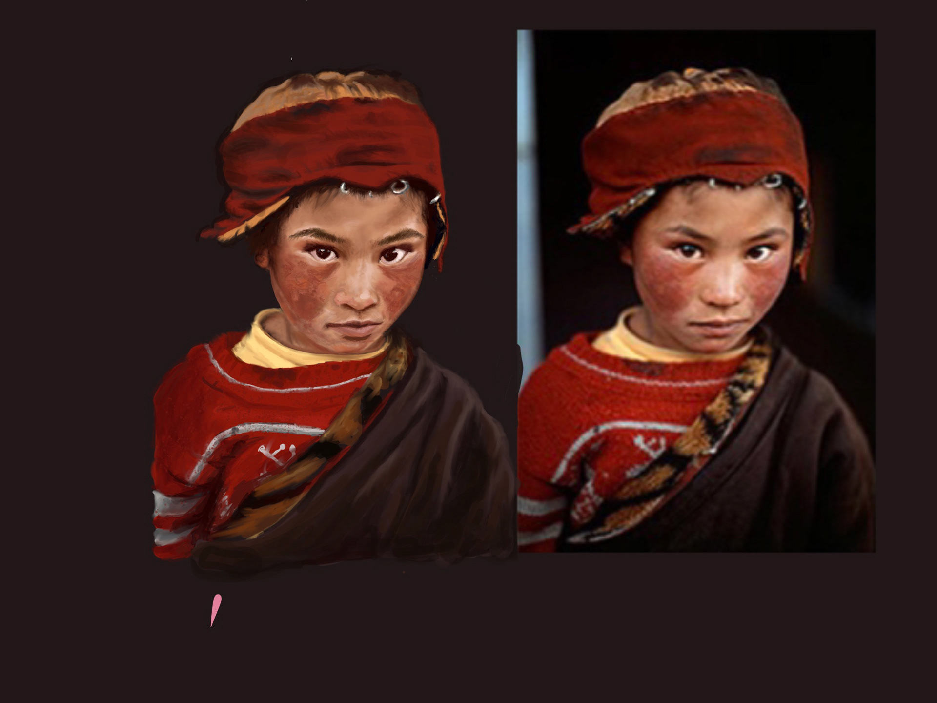 Digital Painting is on Left and the Photograph is on the Right