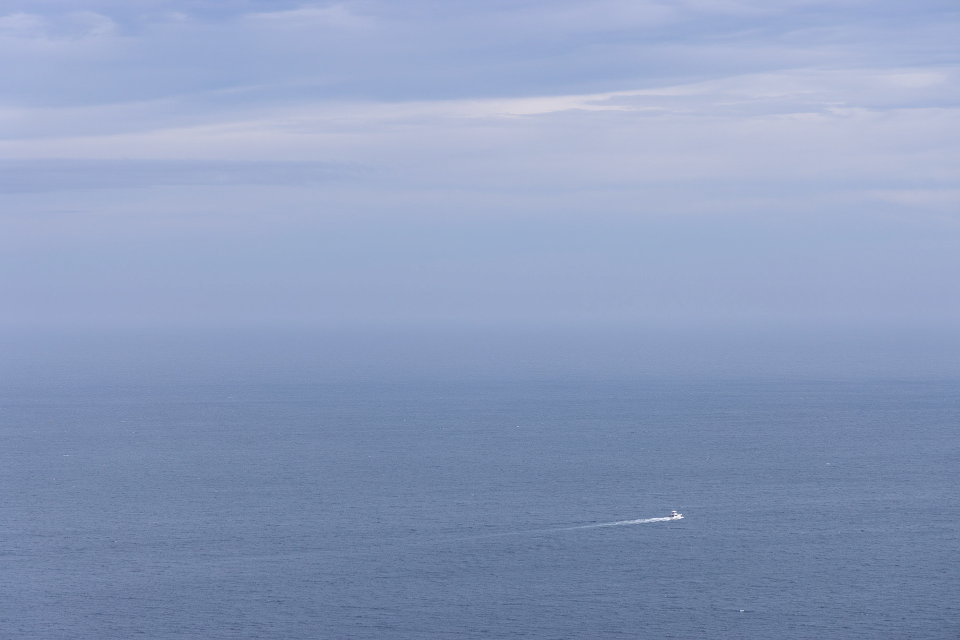 Smalll Boat, Atlantic Ocean Horizon, St Johns, Newfoundland, Canada