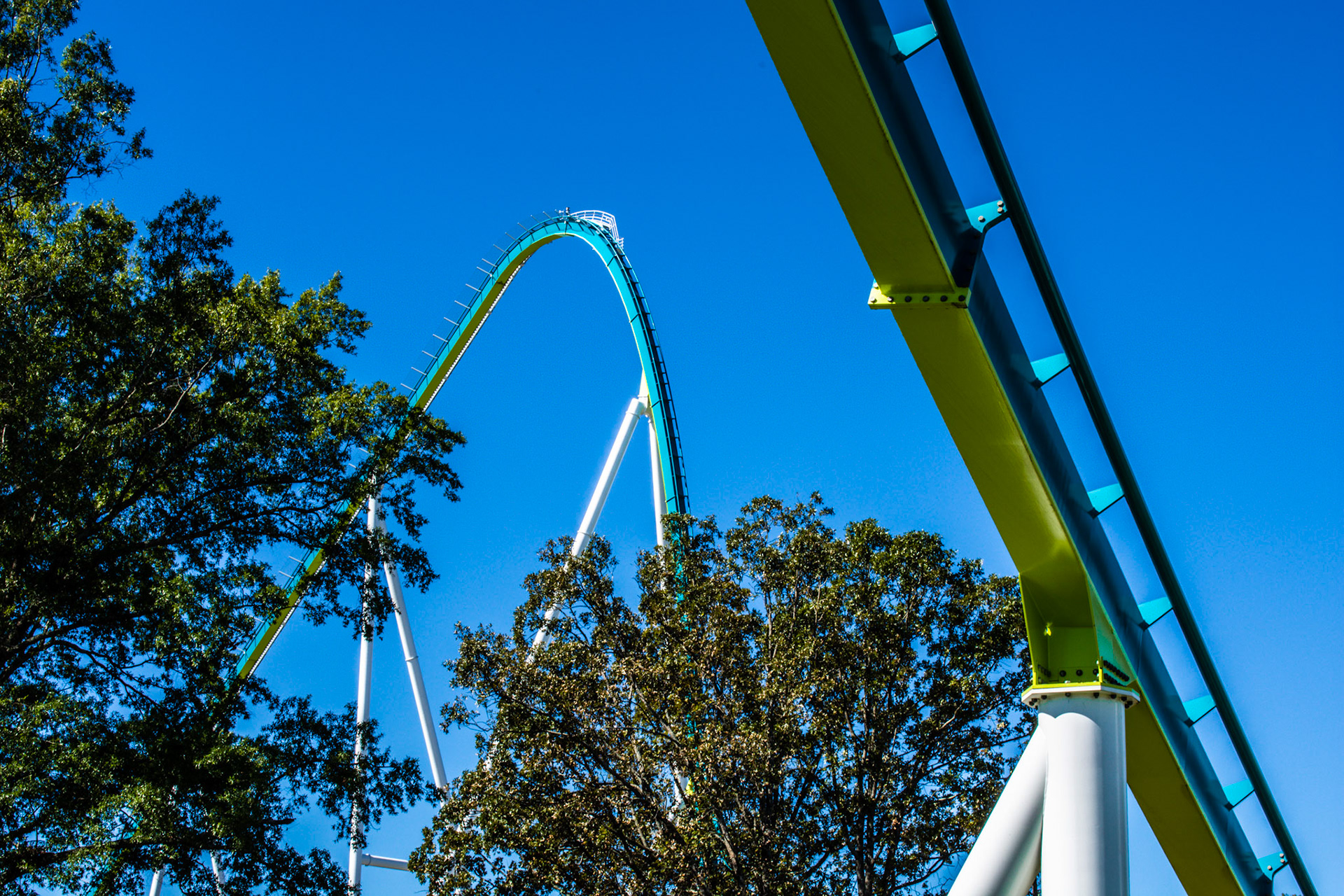 Fury 325’s lift hill sits quietly in the background.