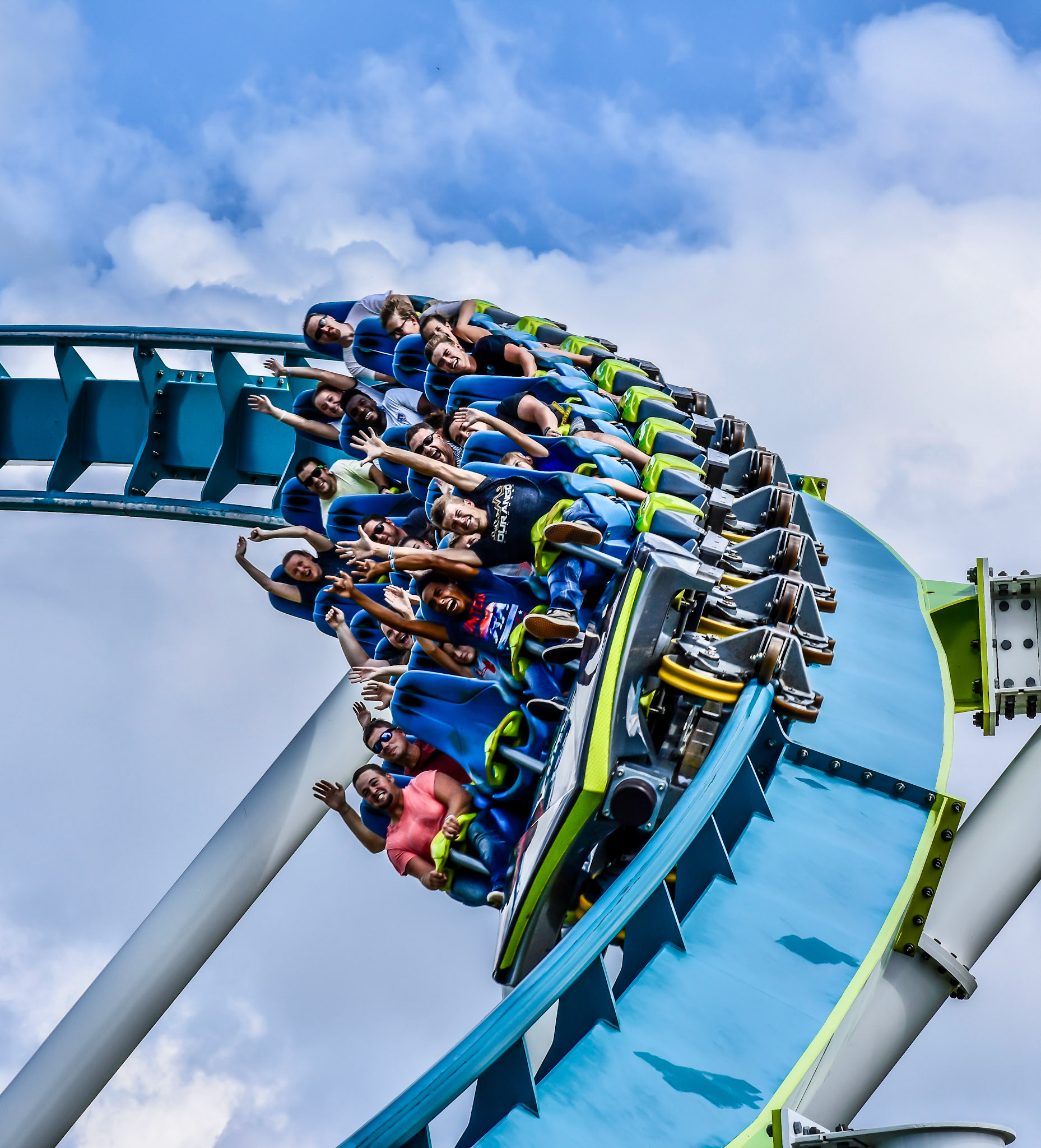Riders experience pure lateral ejector airtime on Fury 325.