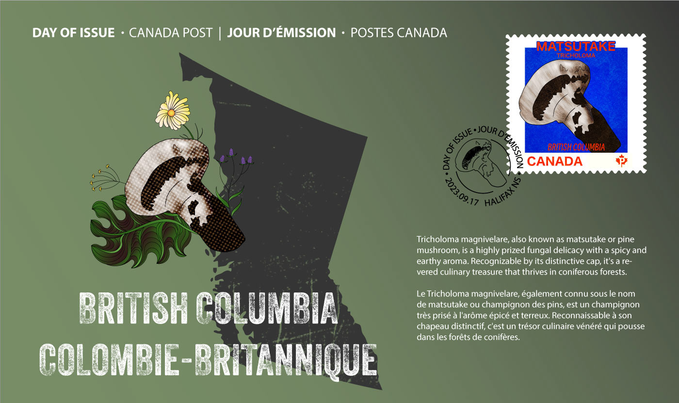 Day of issue for the stamp British Columbia Matsutake