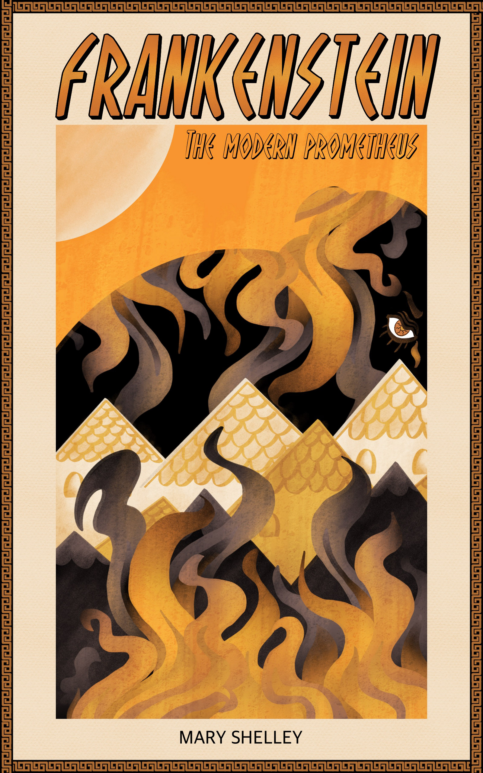 Reimagined cover art design for Frankenstein by Mary Shelley