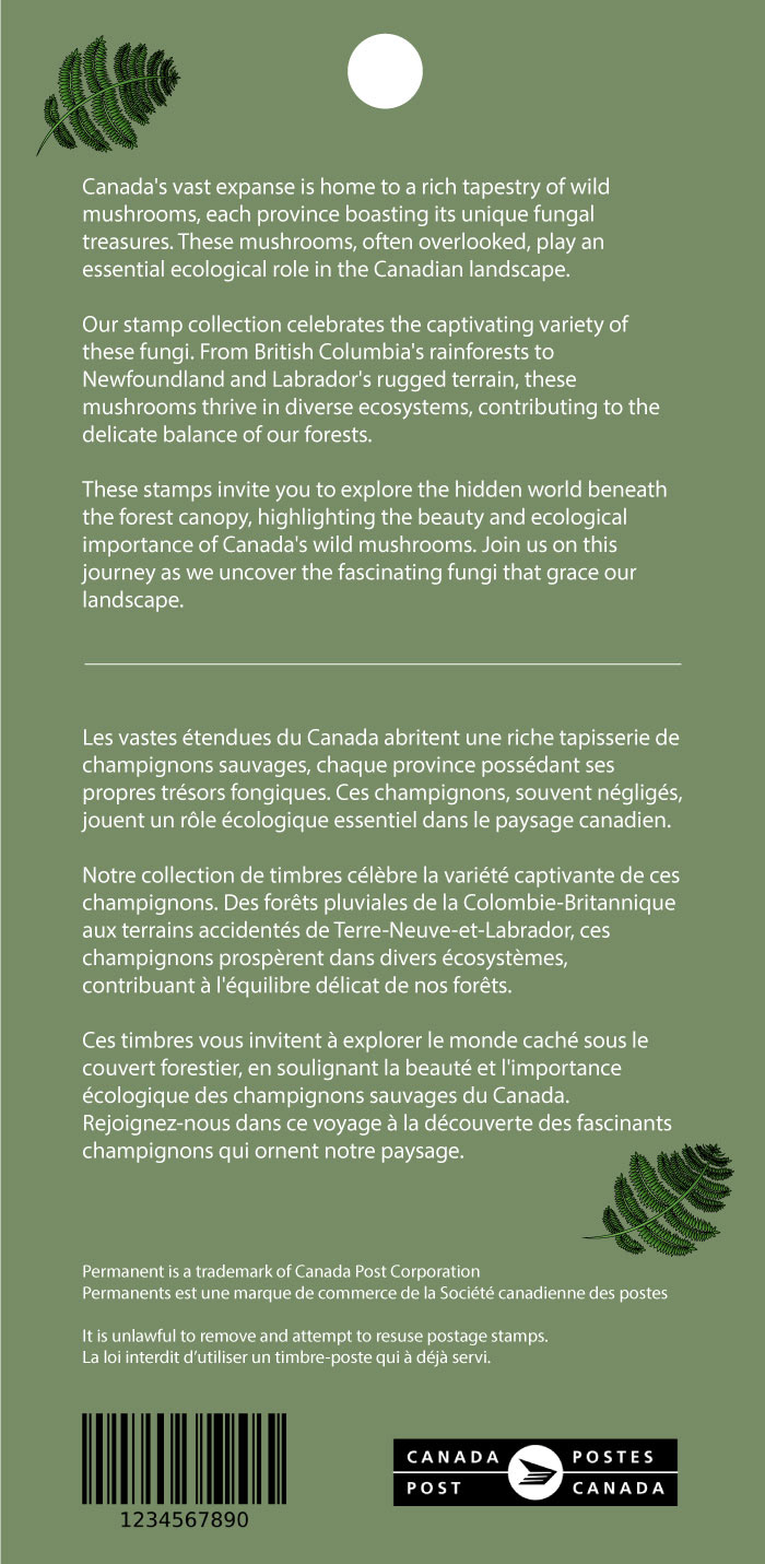 Back cover of stamp booklet