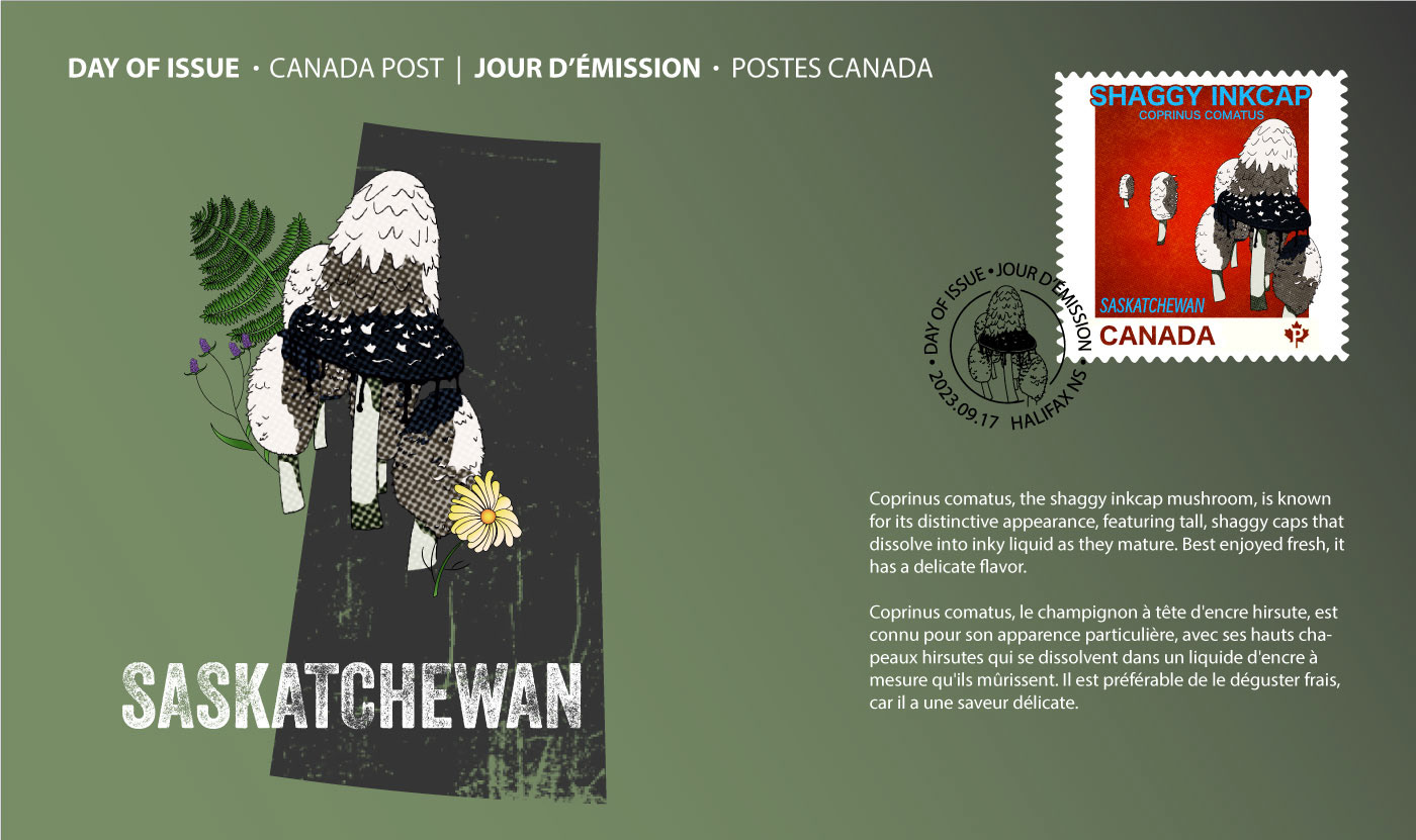Day of issue for the stamp Saskatchewan Shaggy Inkcap