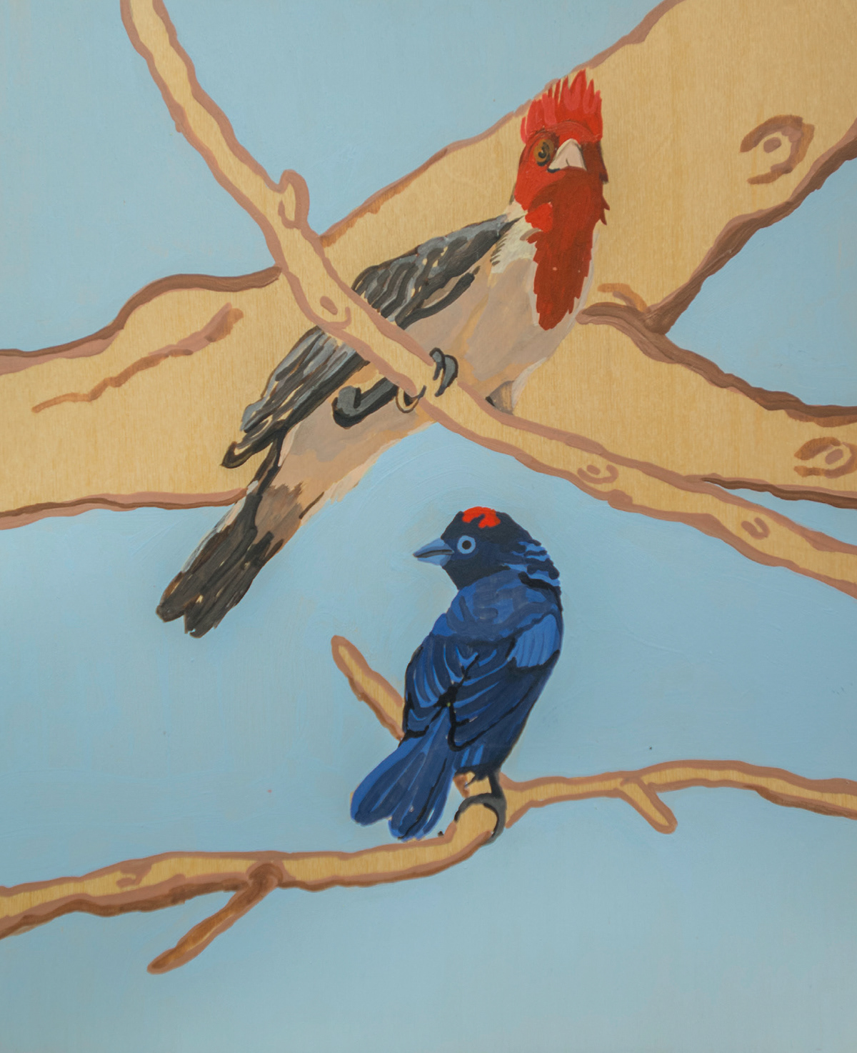 Árbol cardenal, 2023 | Acrílico sobre madera | 25 x 30 cm.