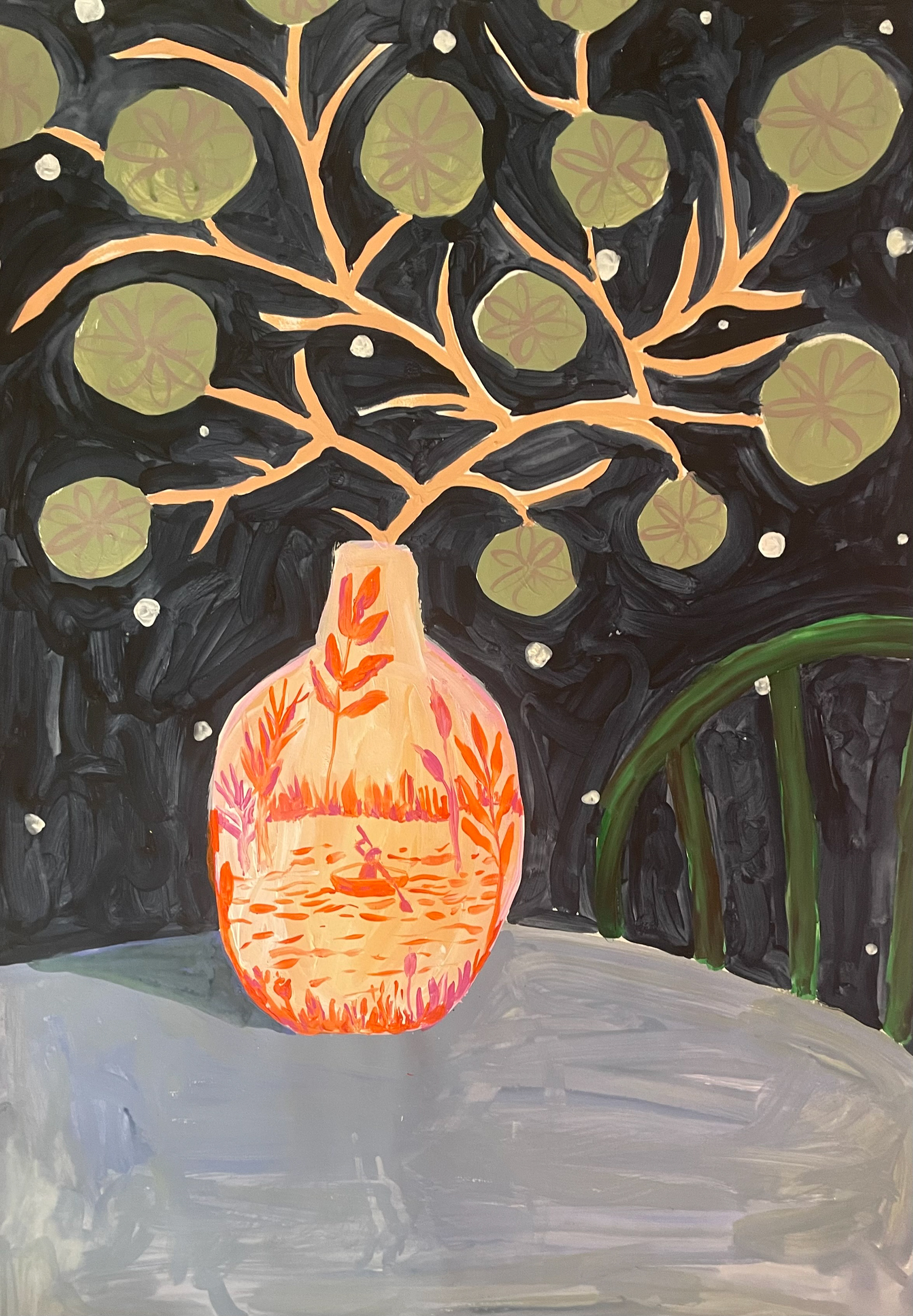 florero rio, 70 x 100, acrilico sobre papel