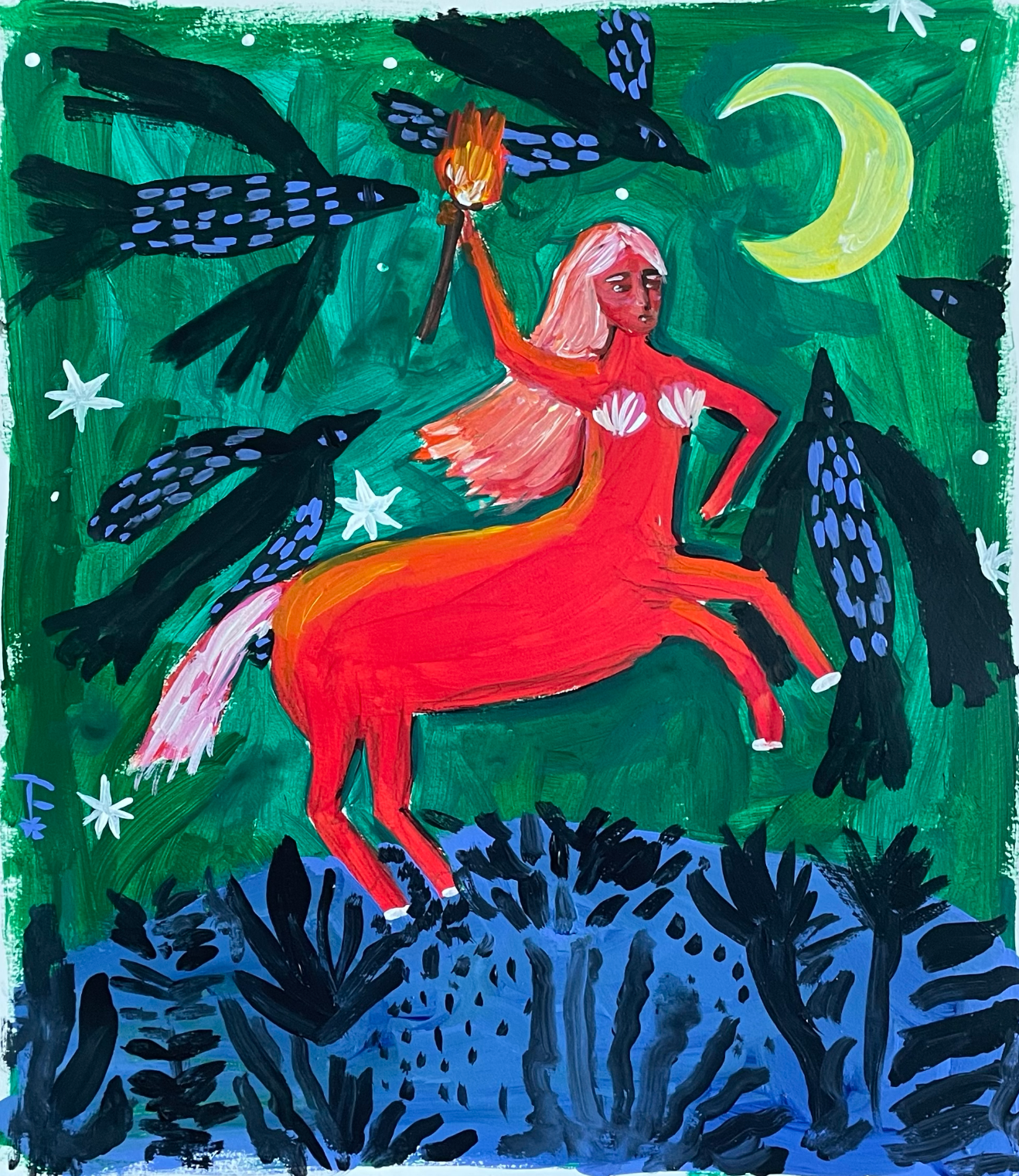 centauride, acrilico sobre papel, 34 x 39 cm